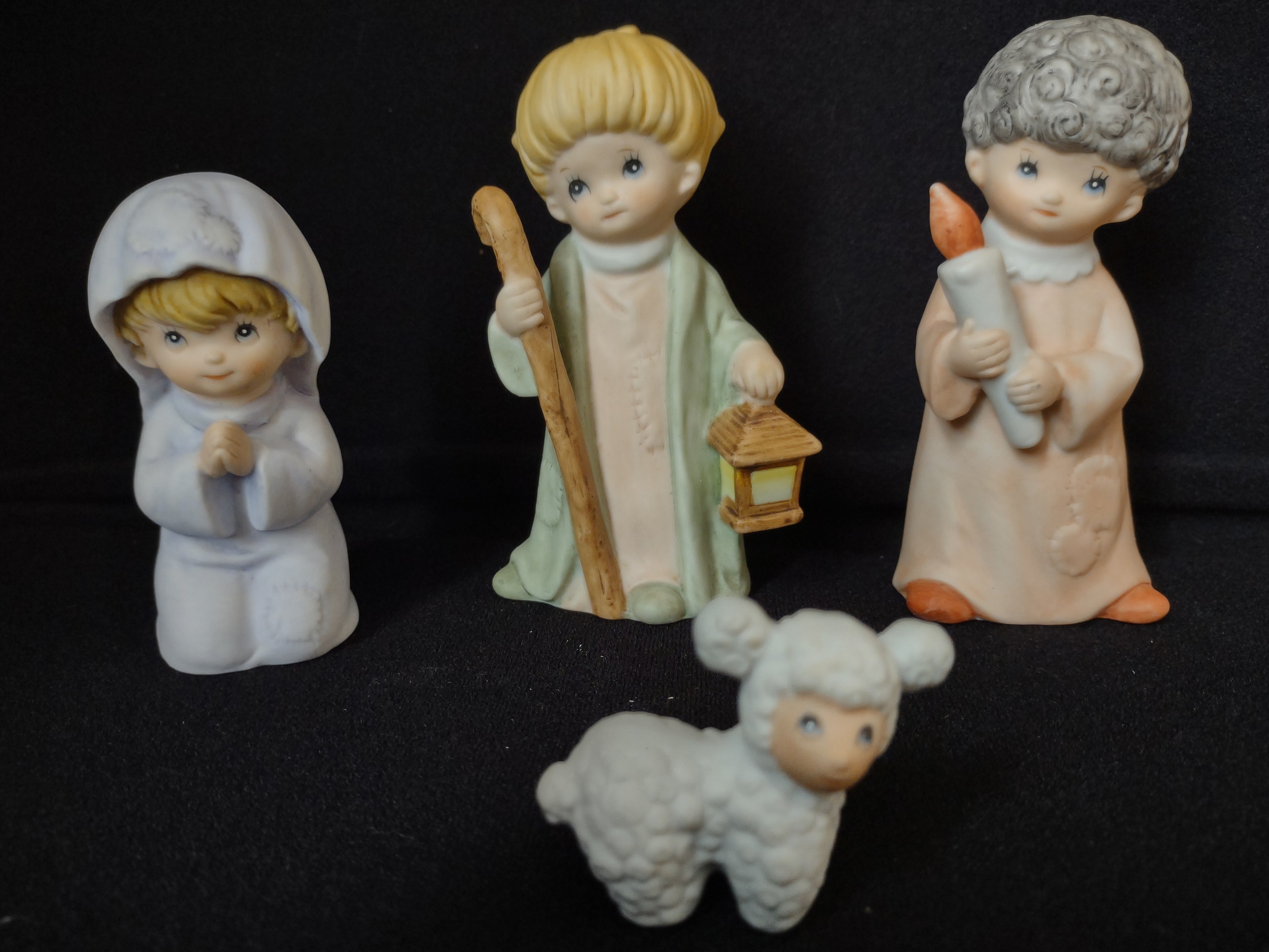Vintage Homco Home Interiors Childrens Porcelain Pastel Nativity Set (lot 2427)
