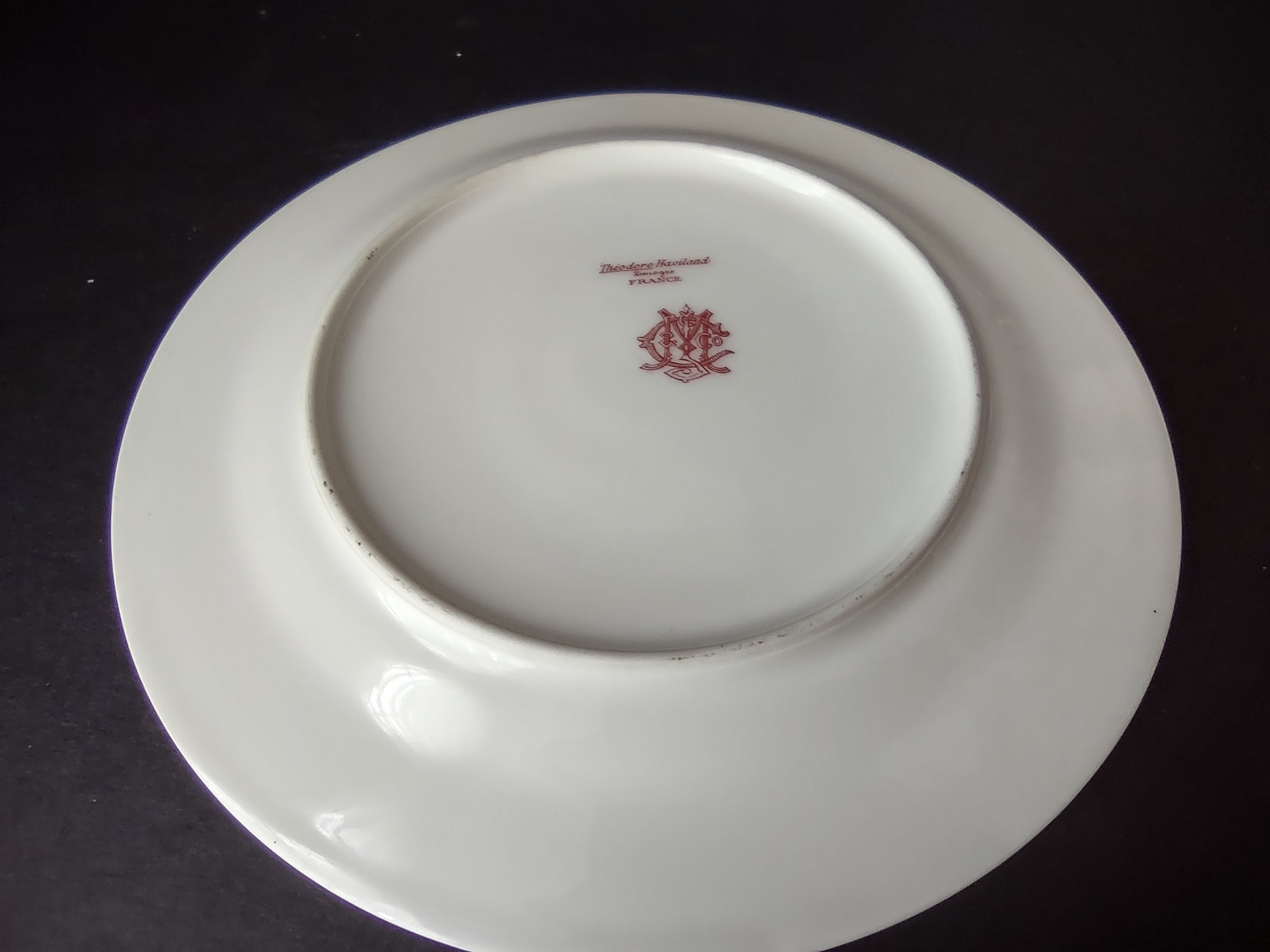 Haviland Limoges Dessert/Salad Plate Pink White Cabbage Rose Moss (lot 904)