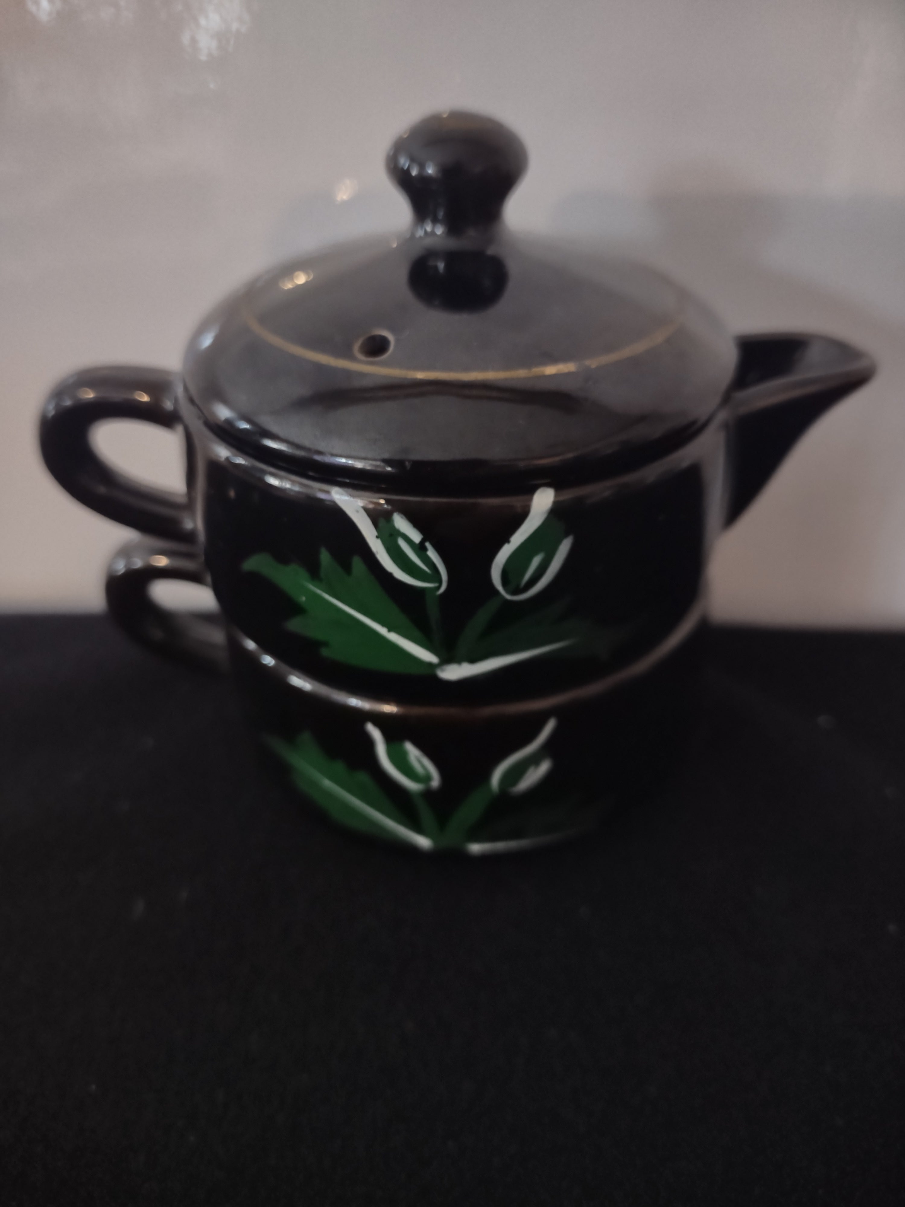 Vintage Brown Lustreware Stackable Tea Set NO Teapot (Lot 3985)