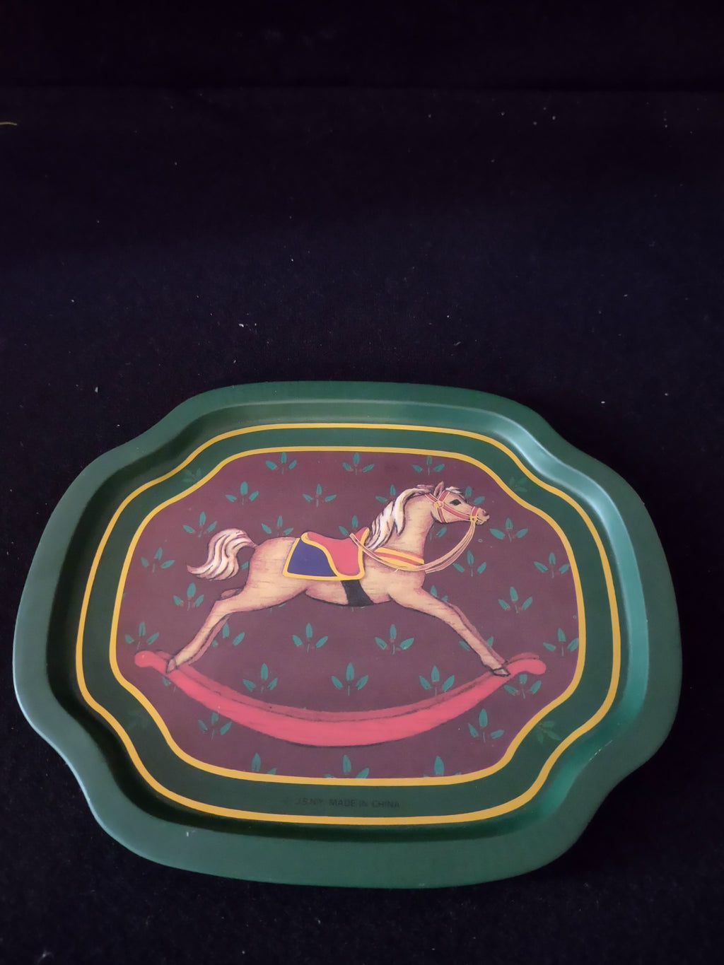 Vintage Christmas Rocking Horse Metal Snack Trays (Lot 3983)