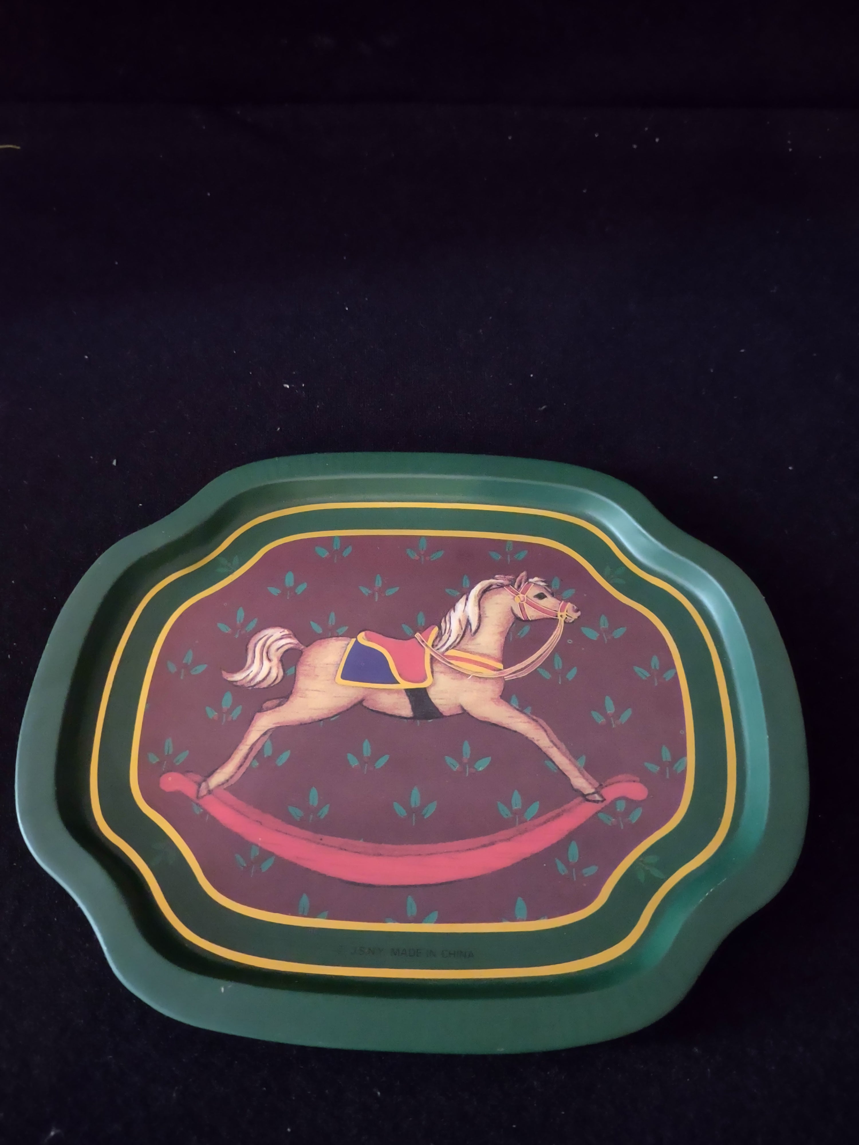 Vintage Christmas Rocking Horse Metal Snack Trays (Lot 3983)