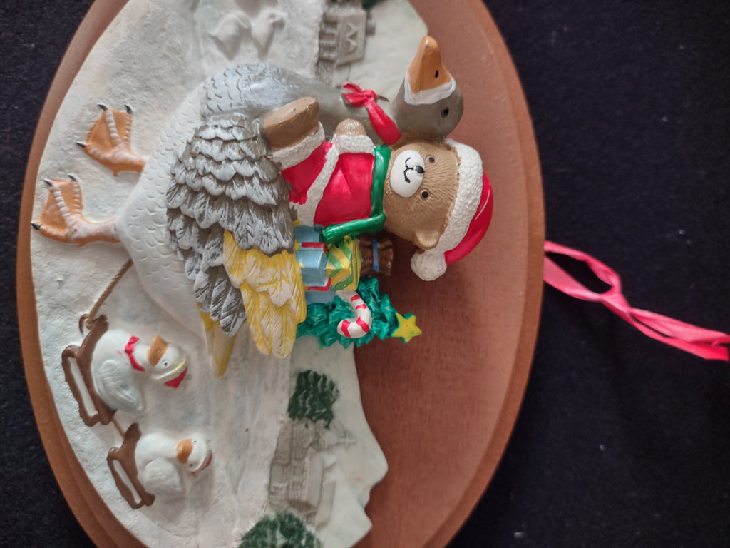 Vintage Jaimy Chuang Christmas Wall Plaque Santa Bear Goose (Lot 4087)