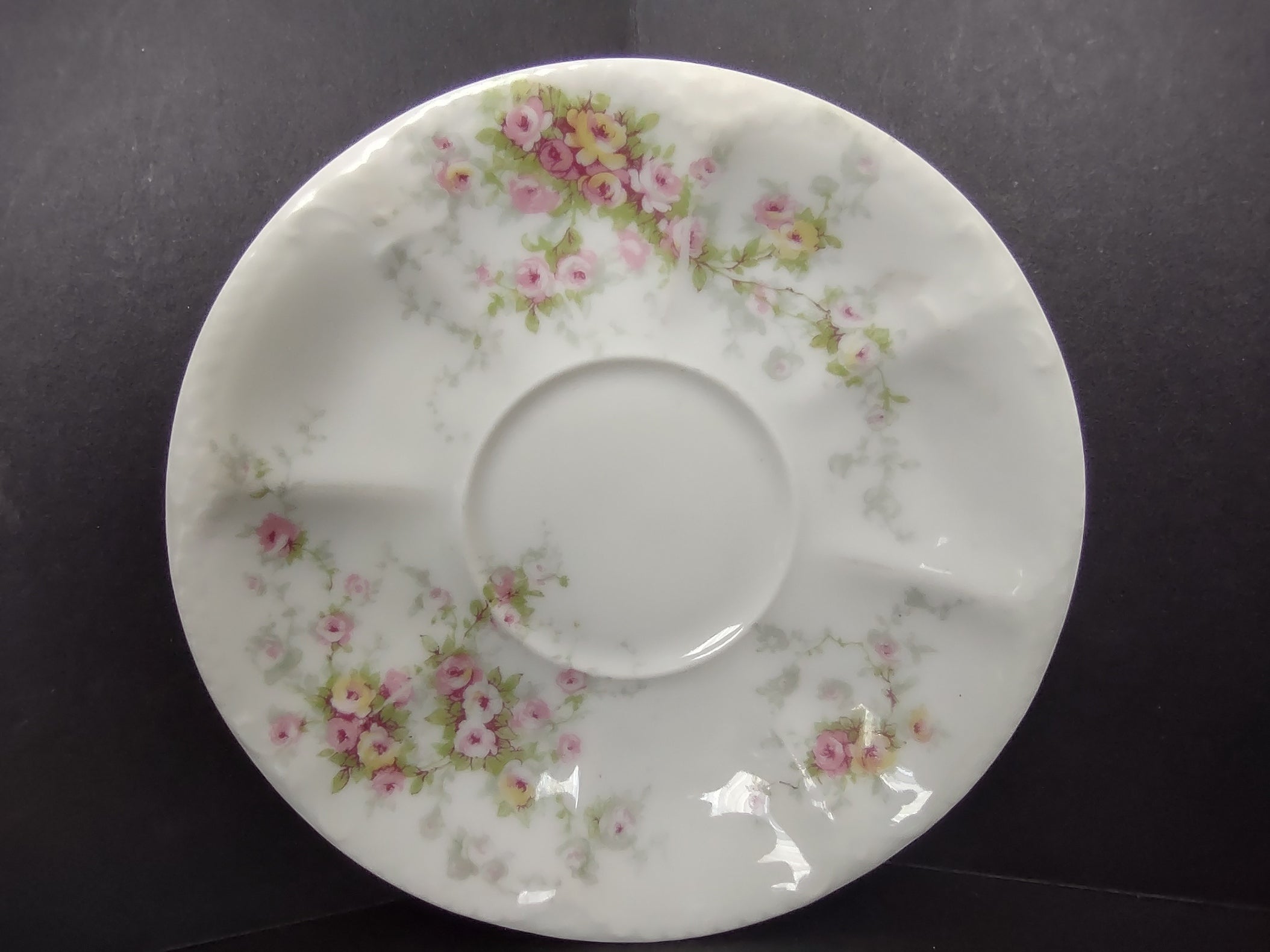 Haviland Limoges 5-1/2" Saucer ONLY Pink Yellow Rose (lot 846)