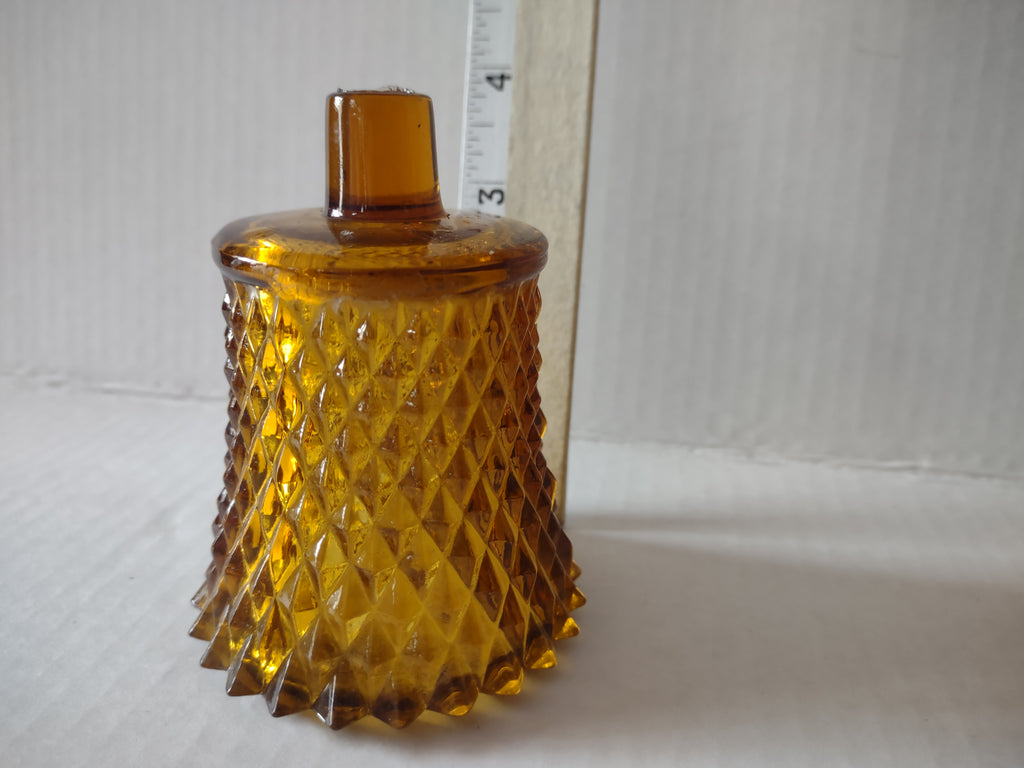 Vintage MCM Amber Glass Diamond Votive Cup Sconce Candle Holder x 4 (lot 5044)