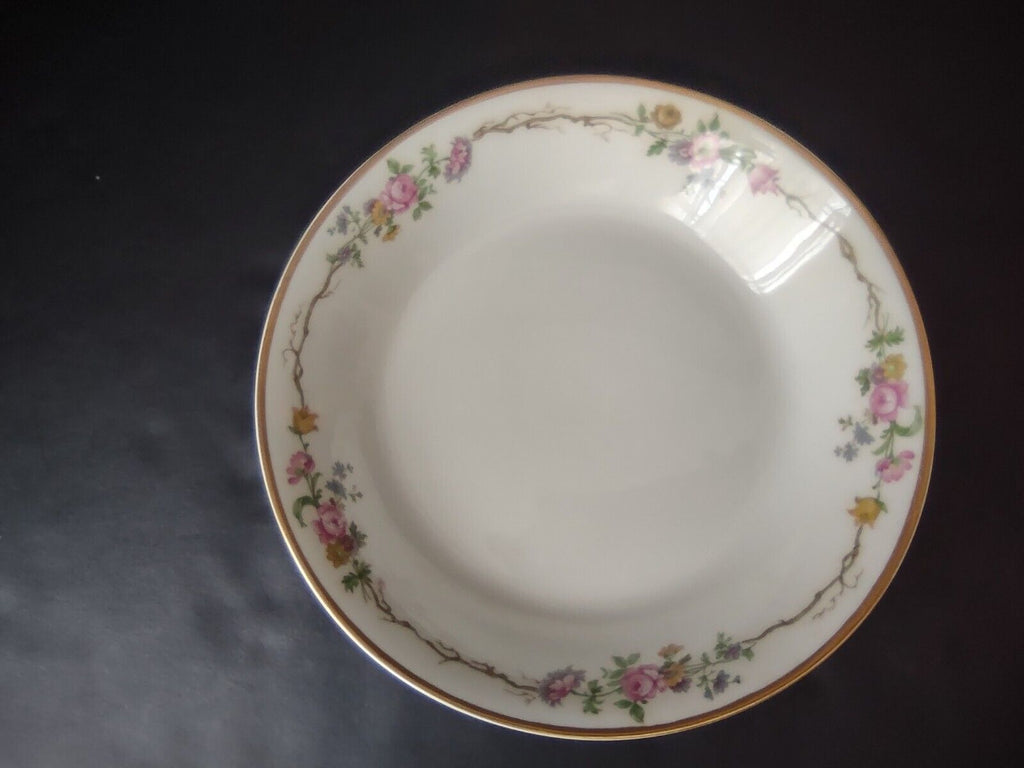 Vintage GDA Limoges Gold Coupe Soup Bowl Plate Summer Flower Garland (lot 691)