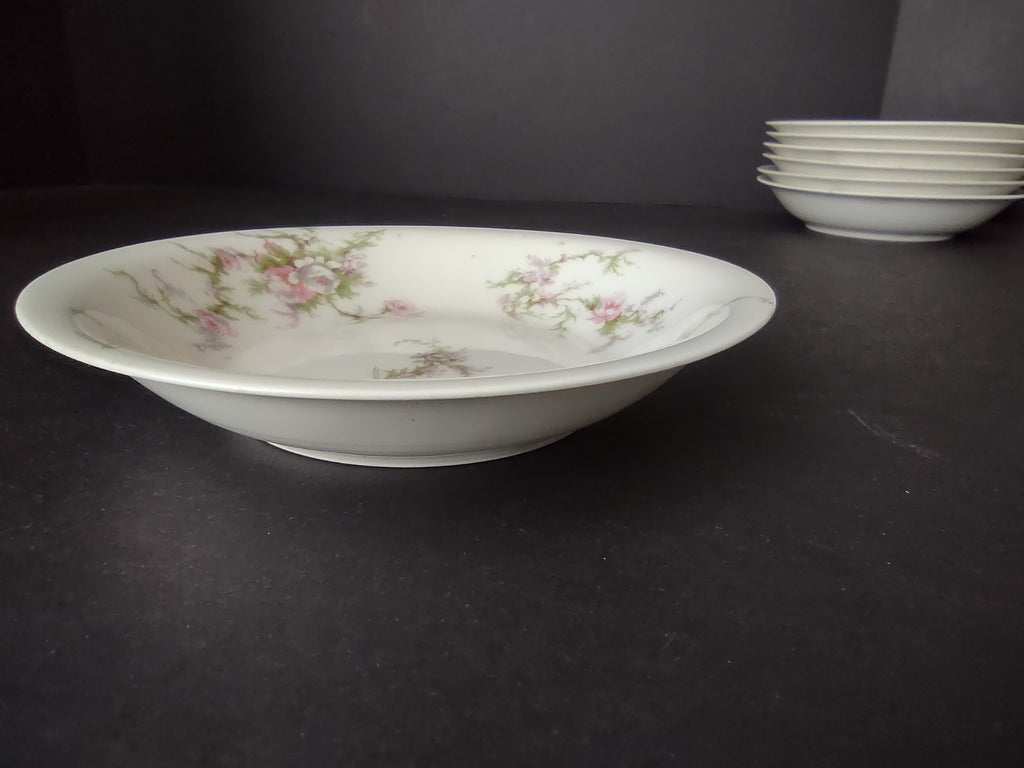 Haviland Limoges 7 x Small Bowl 5-1/2" Pink White Cabbage Rose Moss (lot 907)