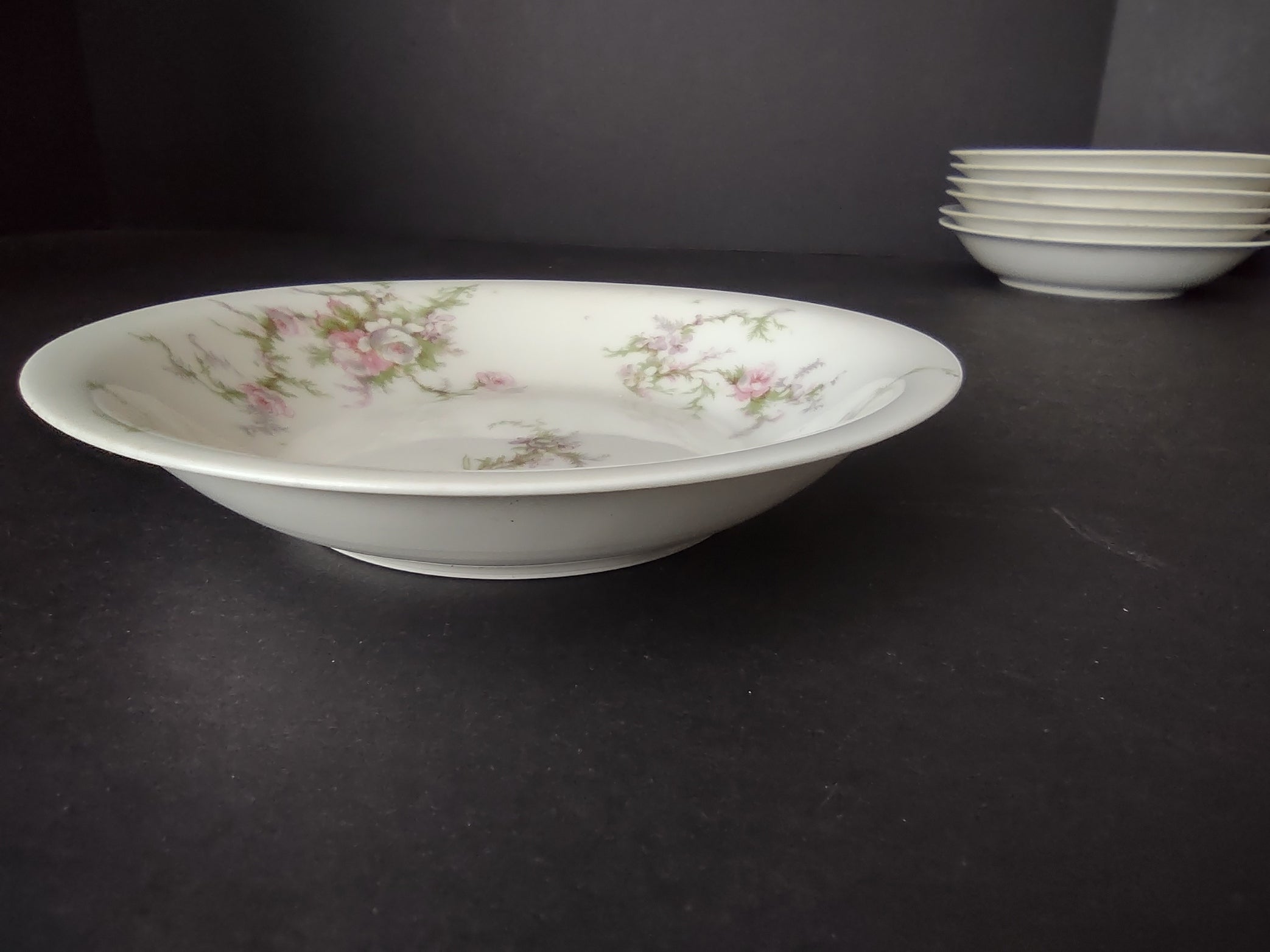 Haviland Limoges 7 x Small Bowl 5-1/2" Pink White Cabbage Rose Moss (lot 907)