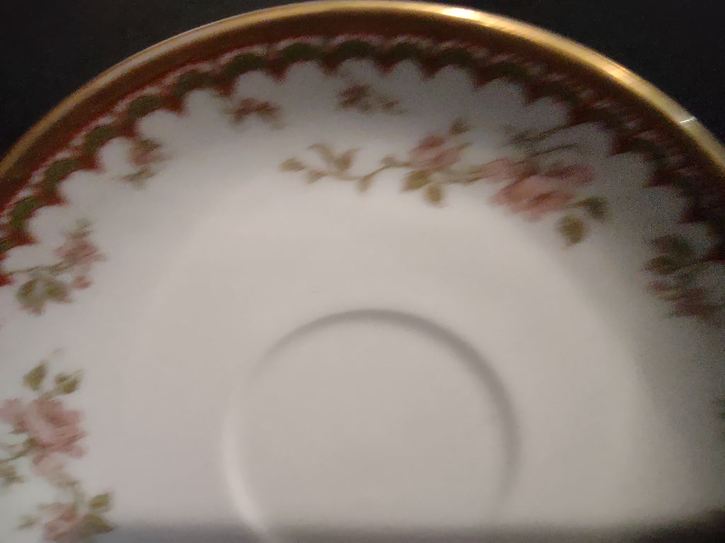 Haviland Limoges French Chic Rose Maroon Green Saucer ONLY (lot 1091)