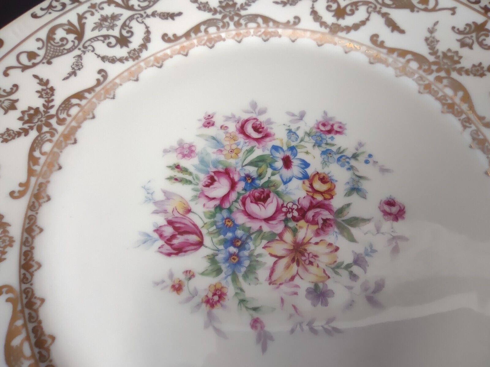 Czechoslovakia Bohemia Coronado Set of Dinner & Salad Plate Gold Flower (lot 440