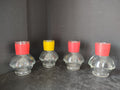 Vintage Hottle Carafe Clear Glass x 4 NO Lid Glasbake Red Yellow (lot 5314)