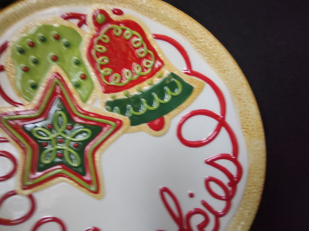 Fitz and Floyd Sugar Coated Christmas Cookies Santa Plate IMPERFECT (lot 1533)