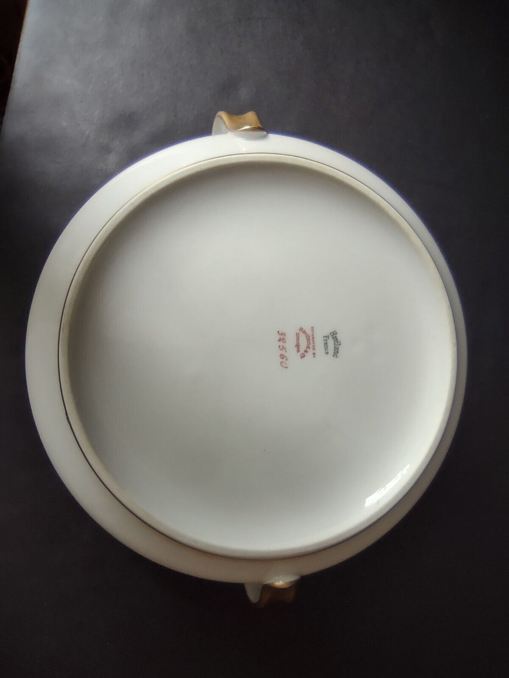 Haviland Limoges Gold & Black Trim White Round Tureen Bowl NO LID (lot 672)