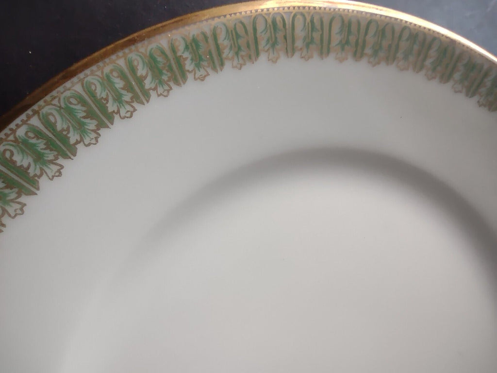 Haviland Limoges France Dessert 7-1/2" Gold Trim Green Gold Design (lot 603)