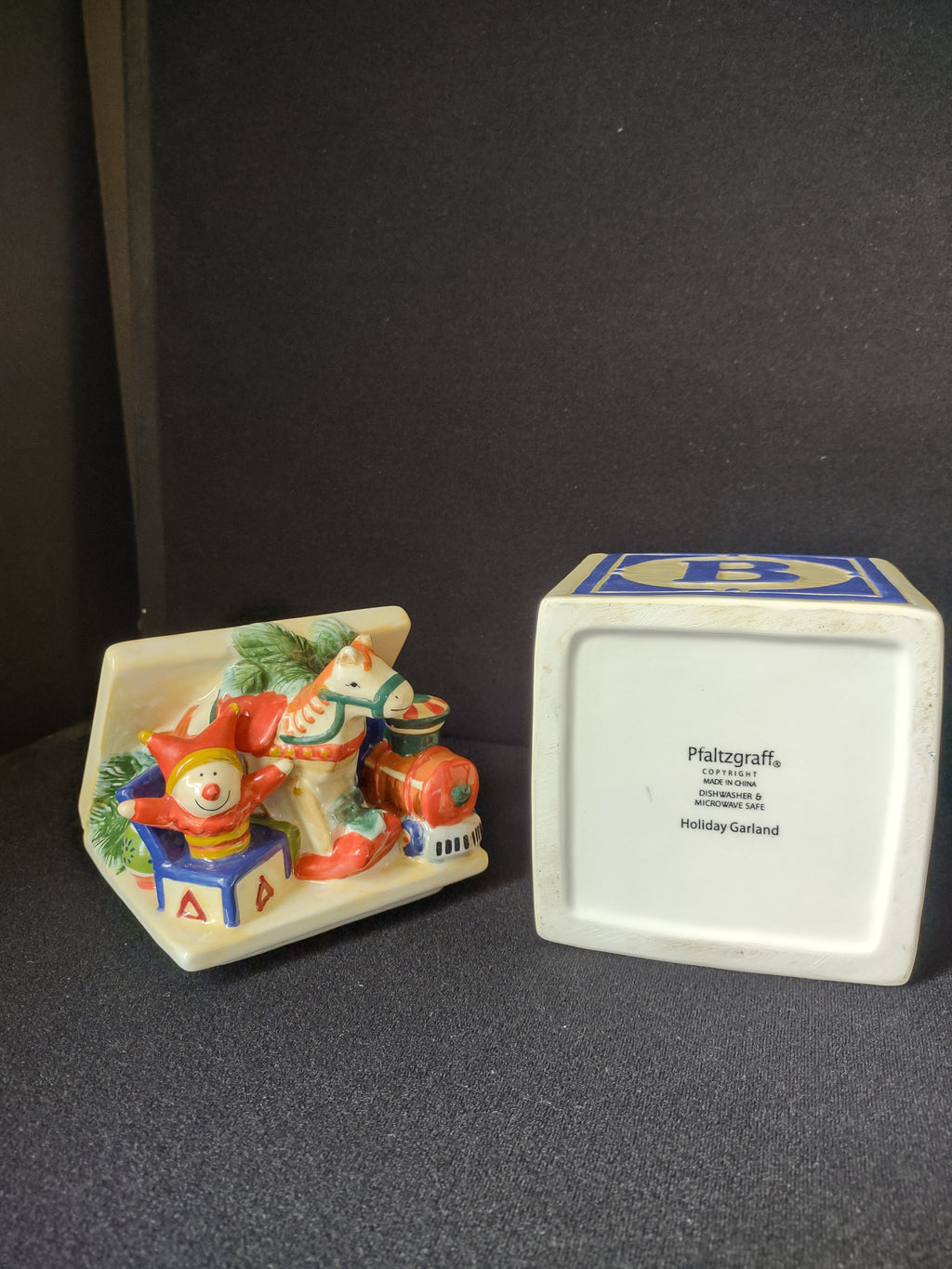 Christmas Pfaltzgraff ABC Block Candy Dish (lot 1518)