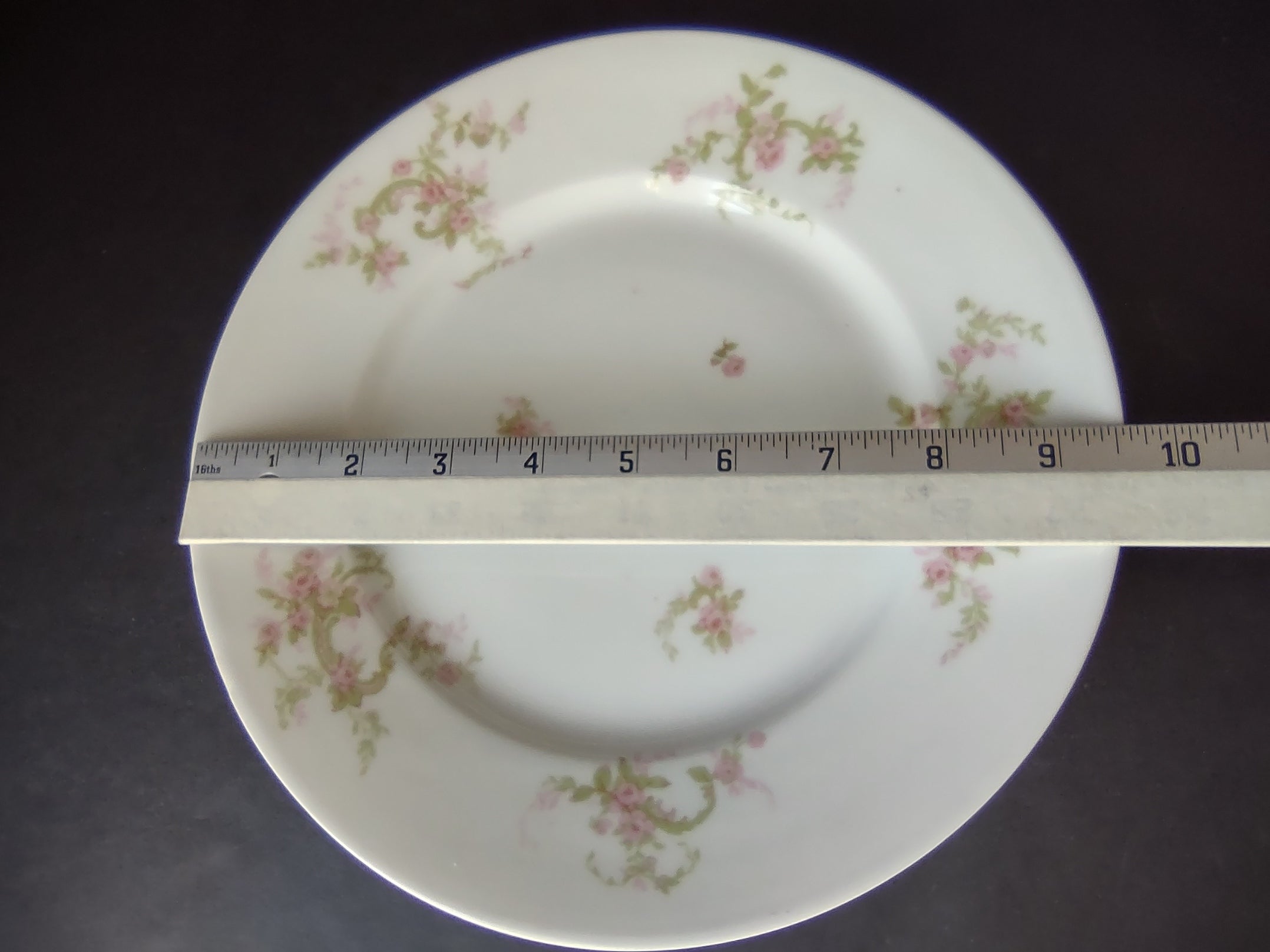 Haviland Limoges Dinner Plate Pink Rose Green Ribbon (lot 890)