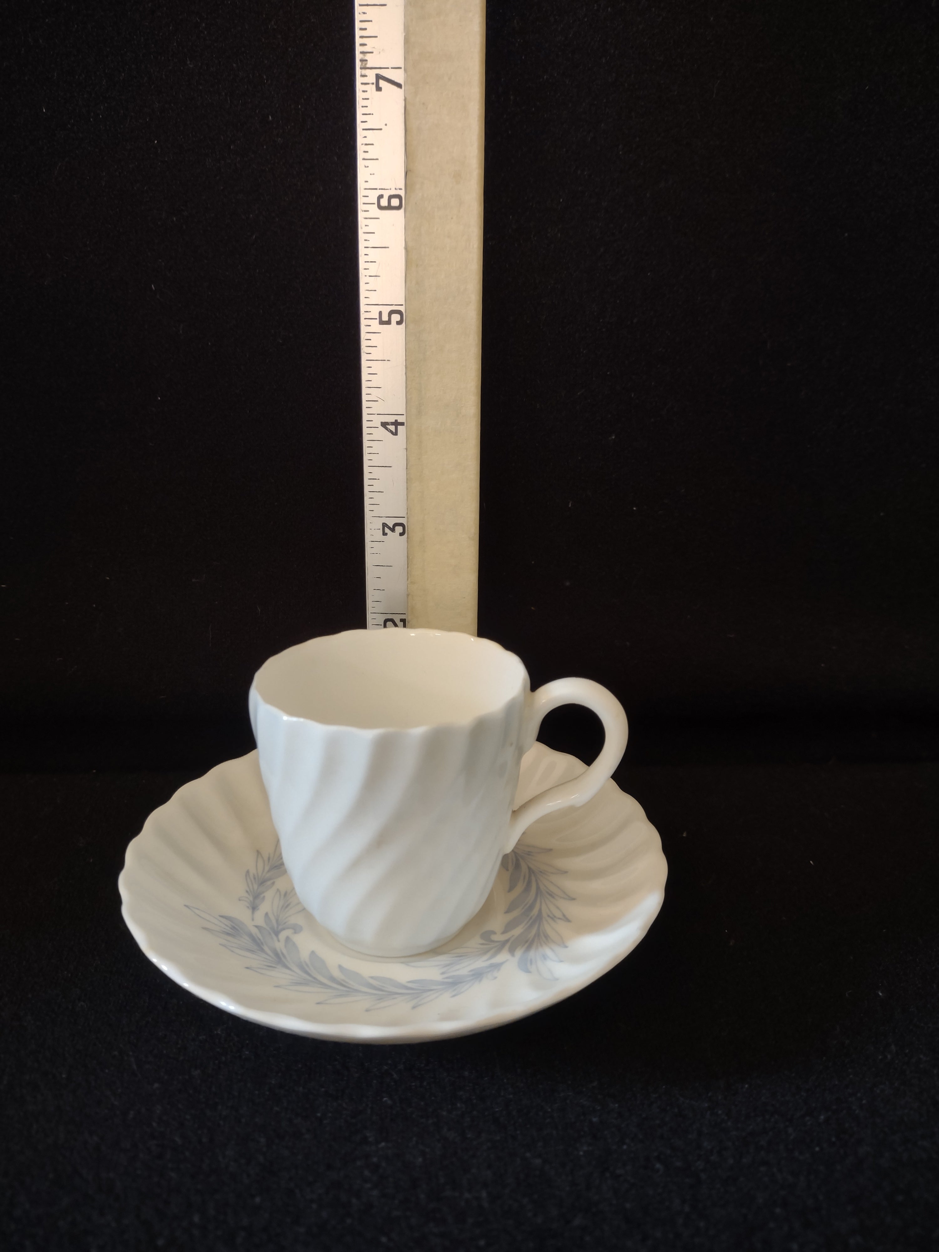 Vintage Minton Symphony Tea Cup Saucer Bone China Blue Leaf Swirl X5 (Lot 5467)