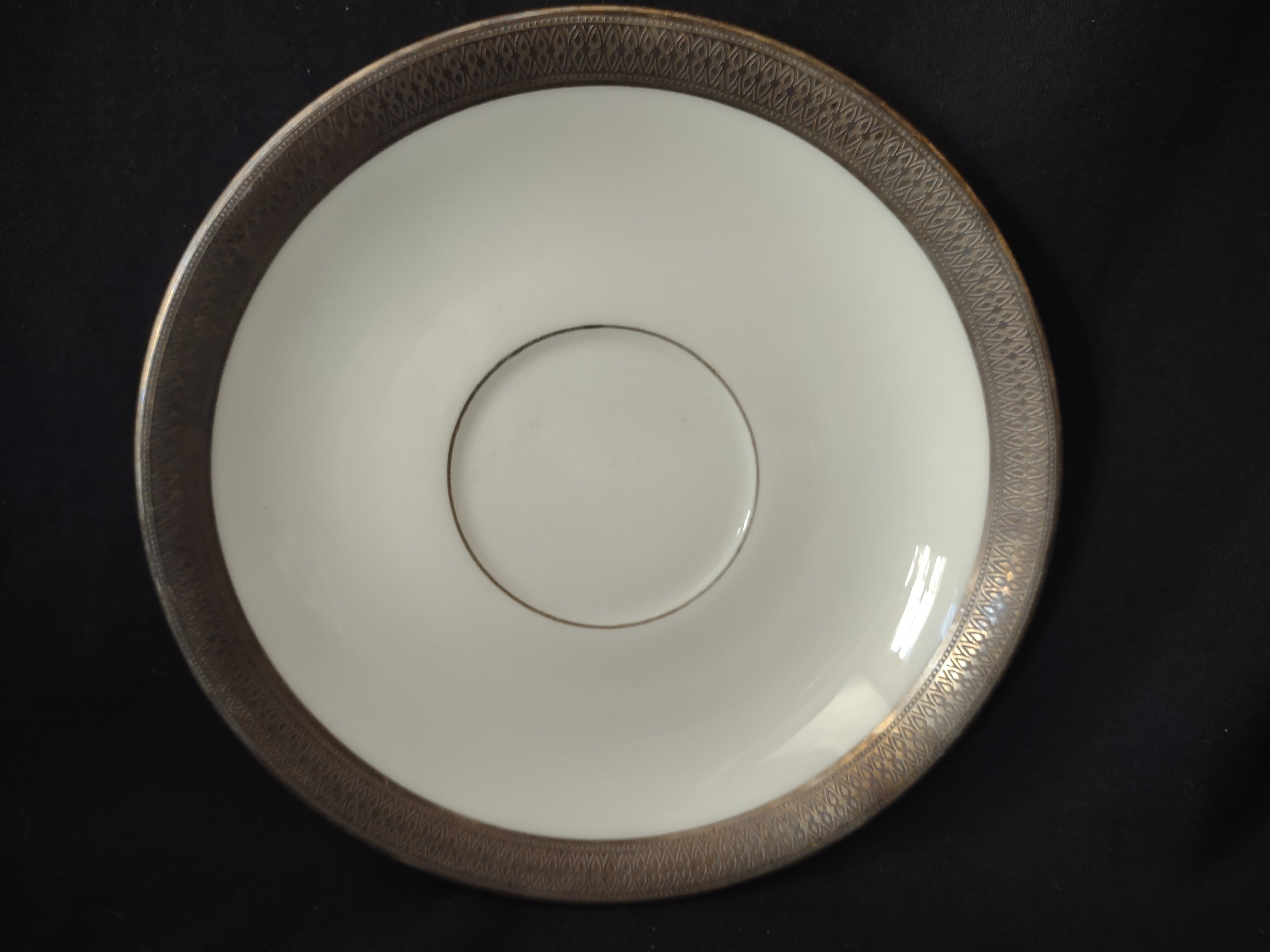Vintage Lenox Silver Rimmed Saucer 5-3/4" Green Stamp (lot 1993)
