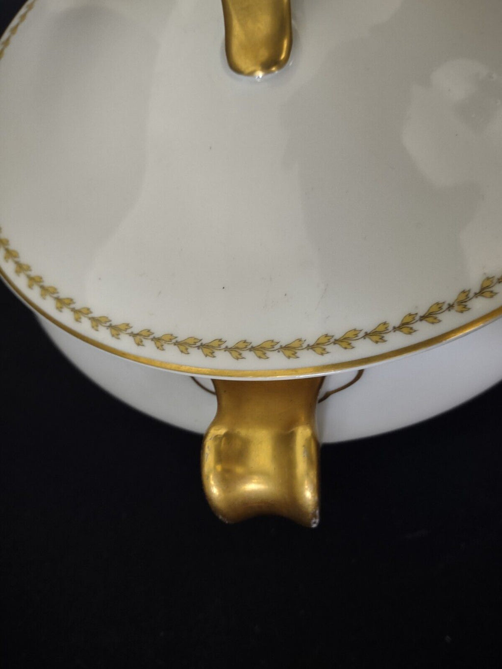 Noritake Yellow Laurel Band Round Soup Tureen S 792A Dish Gold Trim (lot 326)