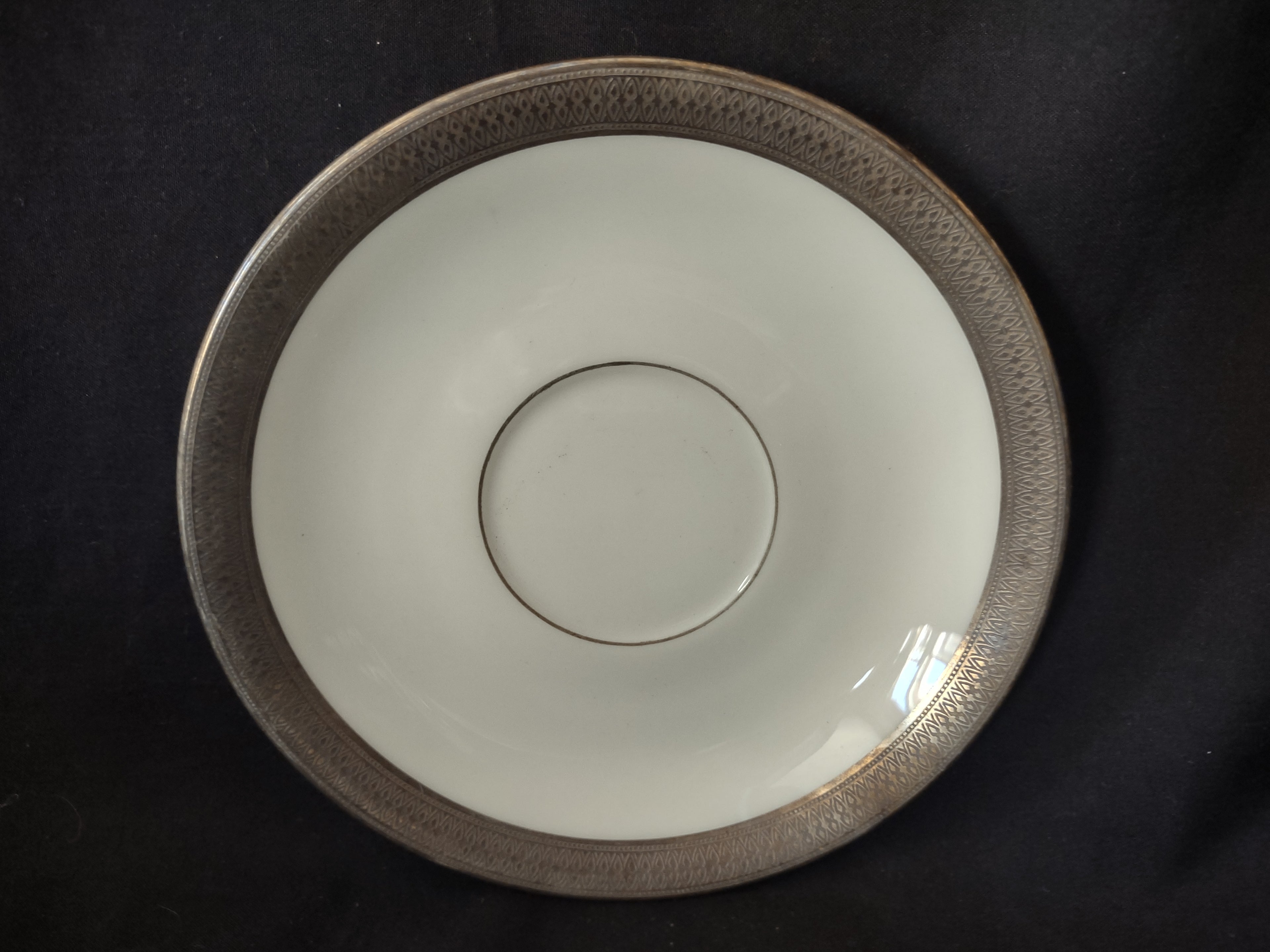 Vintage Lenox Silver Rimmed Saucer 5-3/4" Green Stamp (lot 1993)