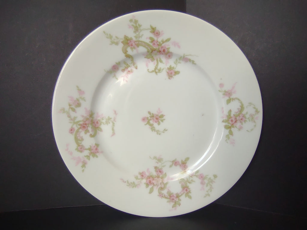 Haviland Limoges Dessert Plate Pink Rose Green Ribbon (lot 889)