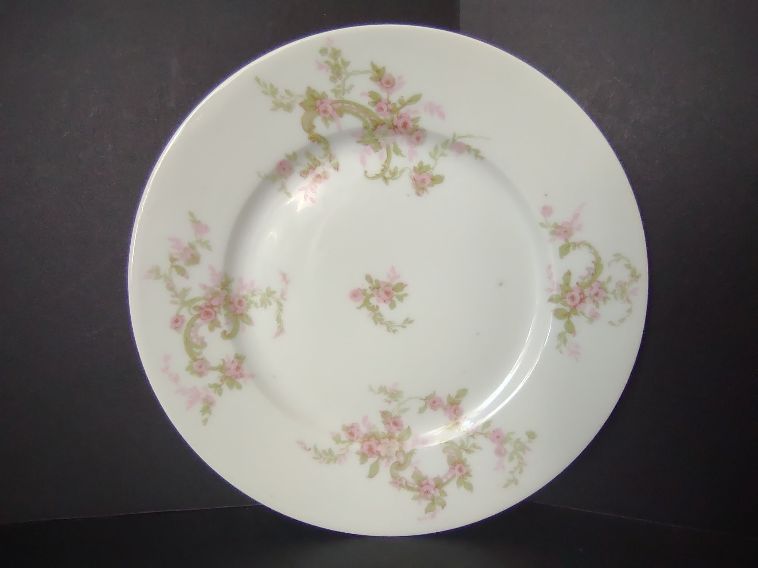 Haviland Limoges Dessert Plate Pink Rose Green Ribbon (lot 889)