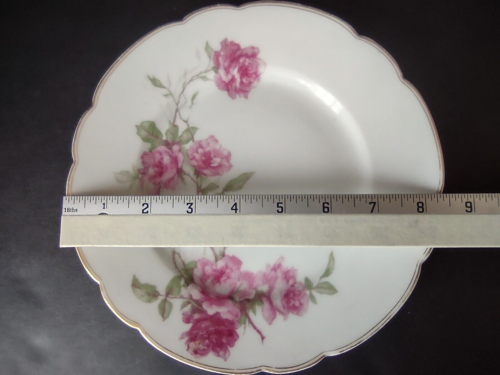 Haviland Limoges Baltimore Rose Salad Plate Gold Trim 8-1/4" (lot 488)
