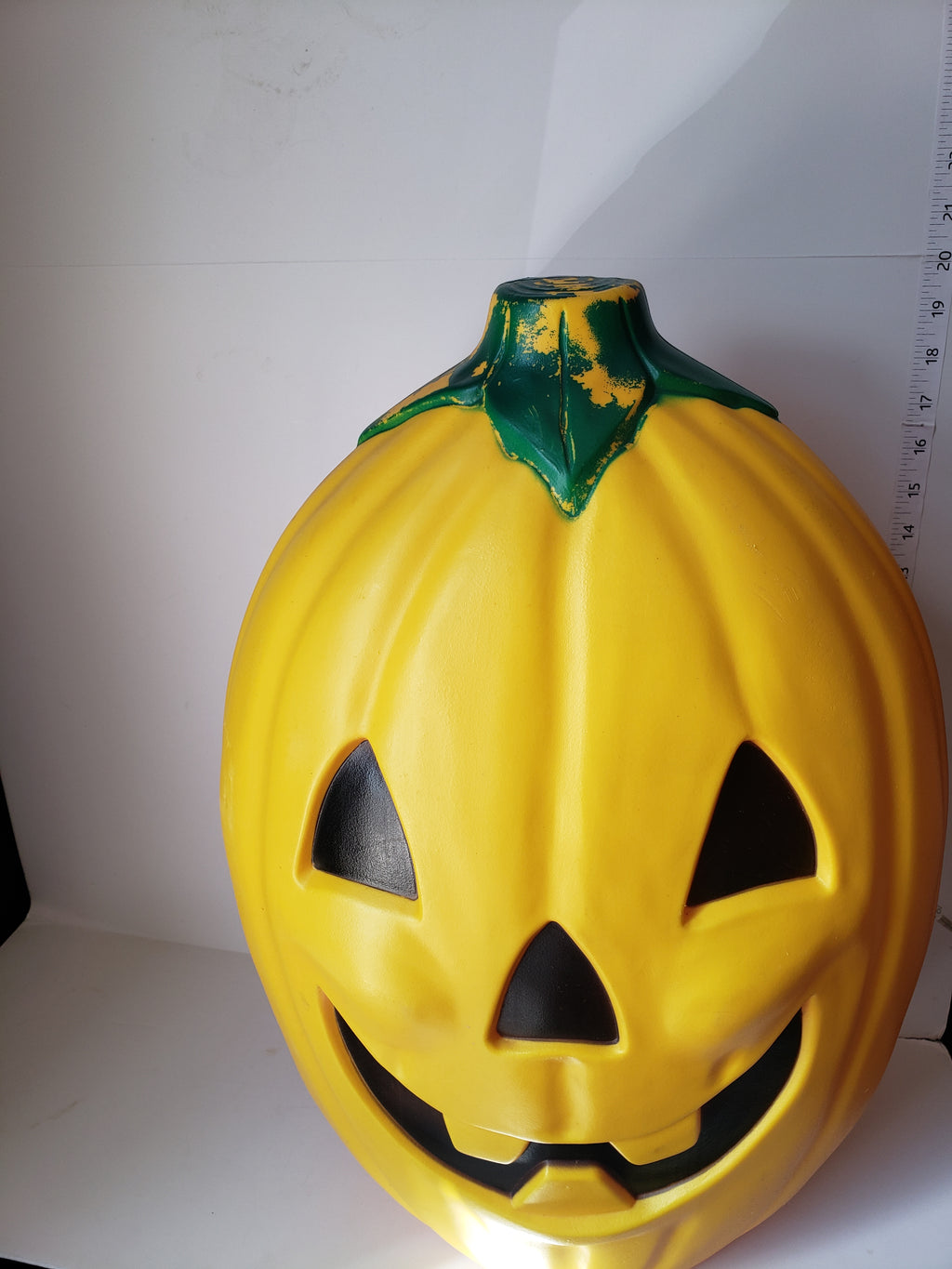 Halloween Plastic Jack O' Lantern Yellow Pumpkin Large Blow Mold 20" (lot 2213)