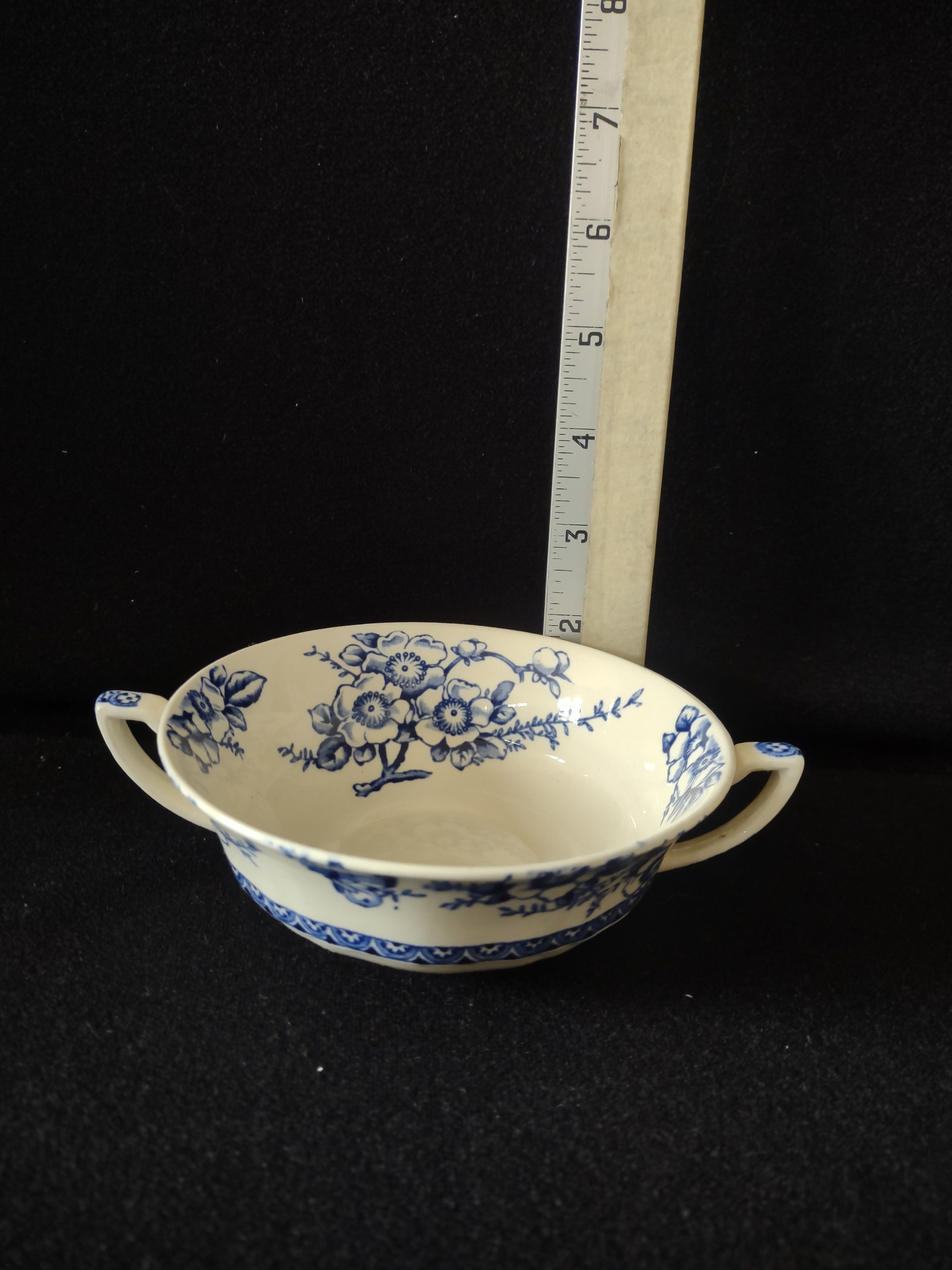 Vintage Cream Soup Bowl Meakin England Ironstone Blue White Set of 3 (Lot 5570)