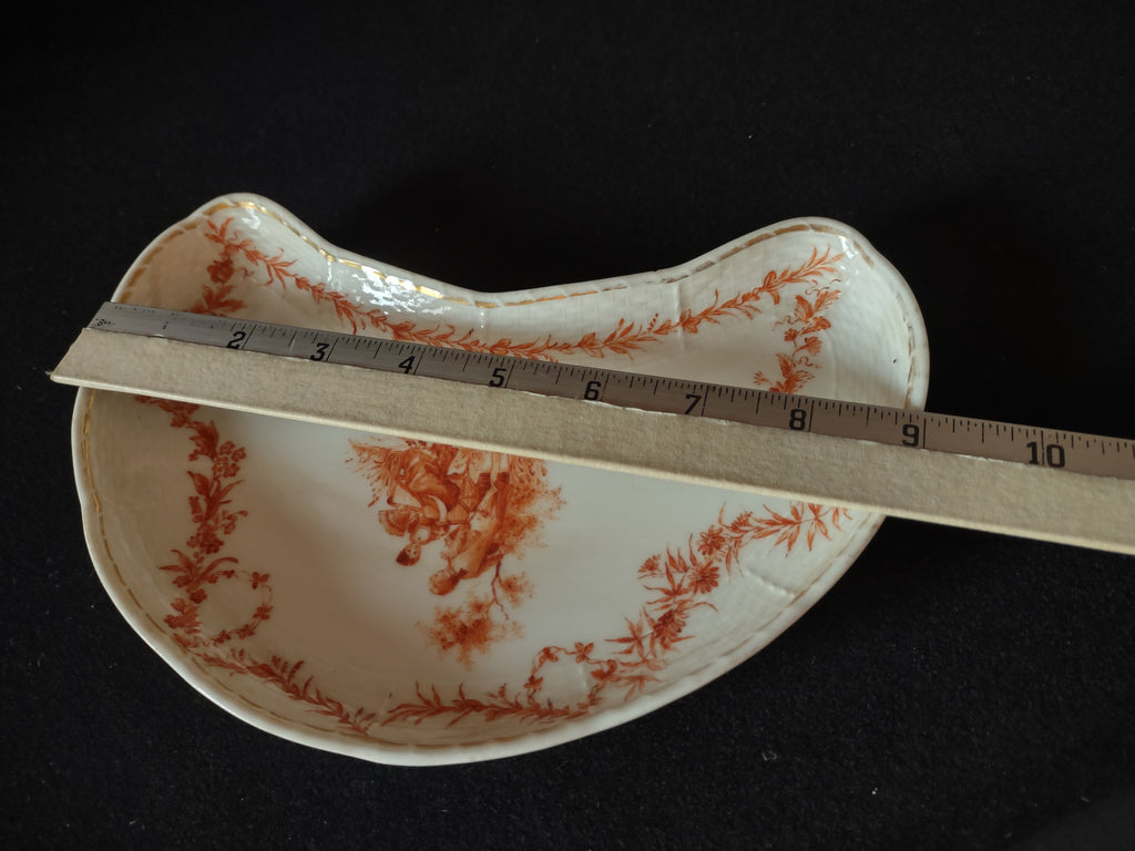 Vintage Salad Plate Large Crescent Shape Gold Trim French Style Cottage(lot 5275