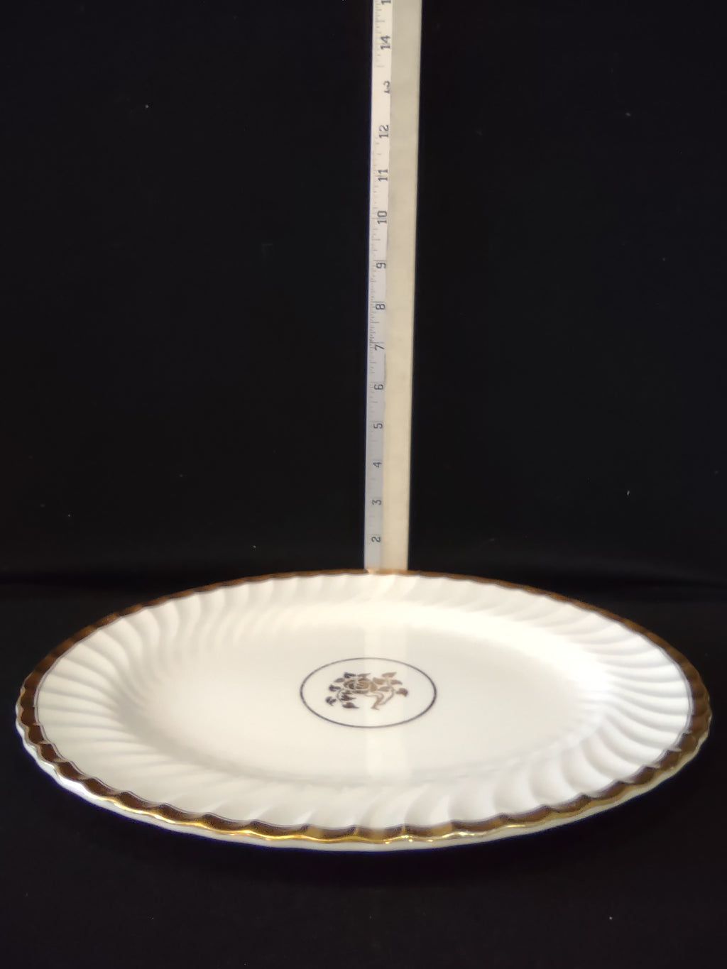Vintage Minton Gold Rose Serving Platter Bone China Gold Trim (Lot 5427)