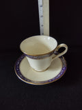 Vintage Minton Edinburgh Dark Blue Teacup Saucer Bone China Floral Gold (Lot5507