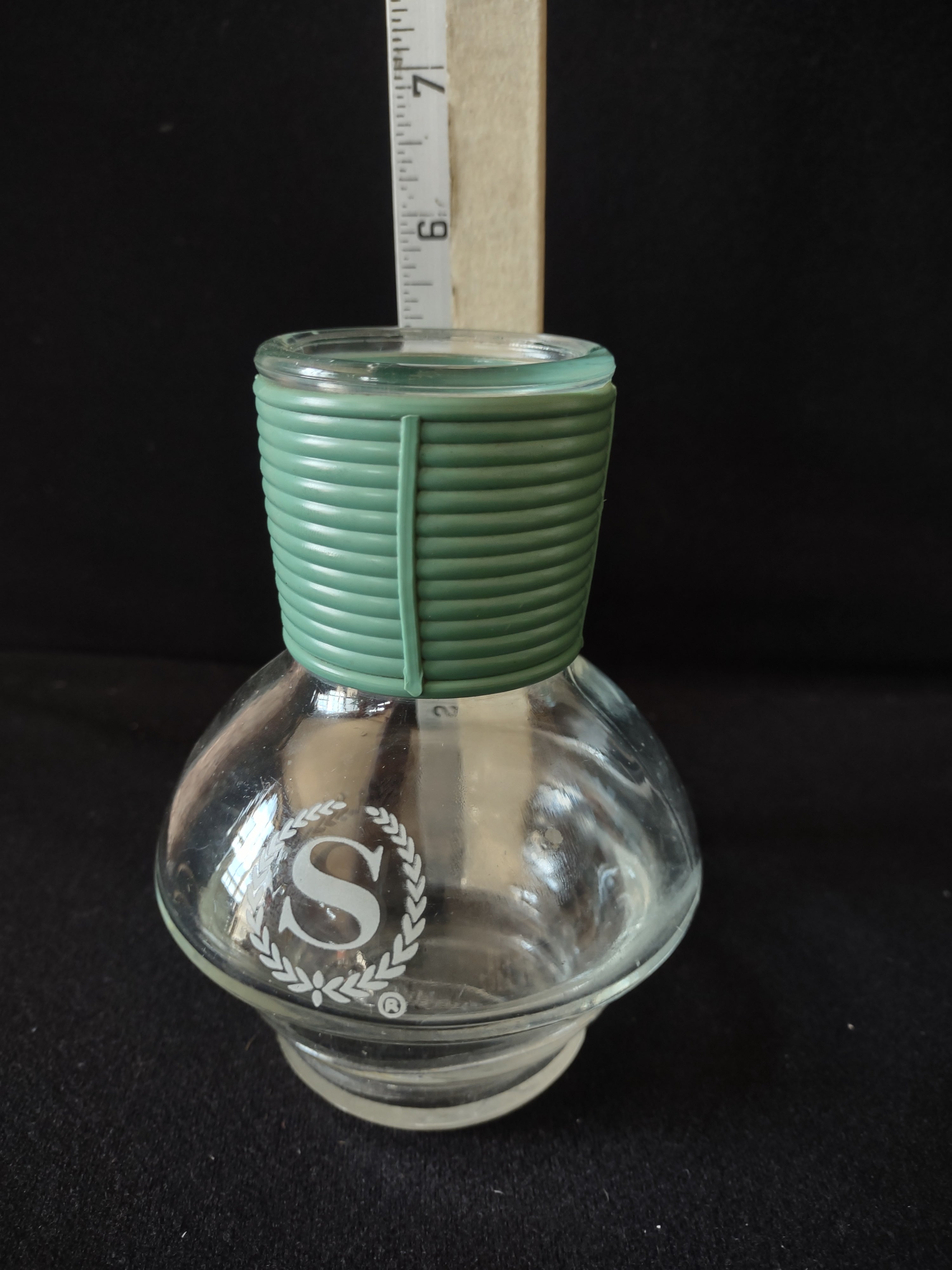 Vintage Hottle Carafe Clear Glass x 2 NO Lid Glasbake Letter S (lot 5251)