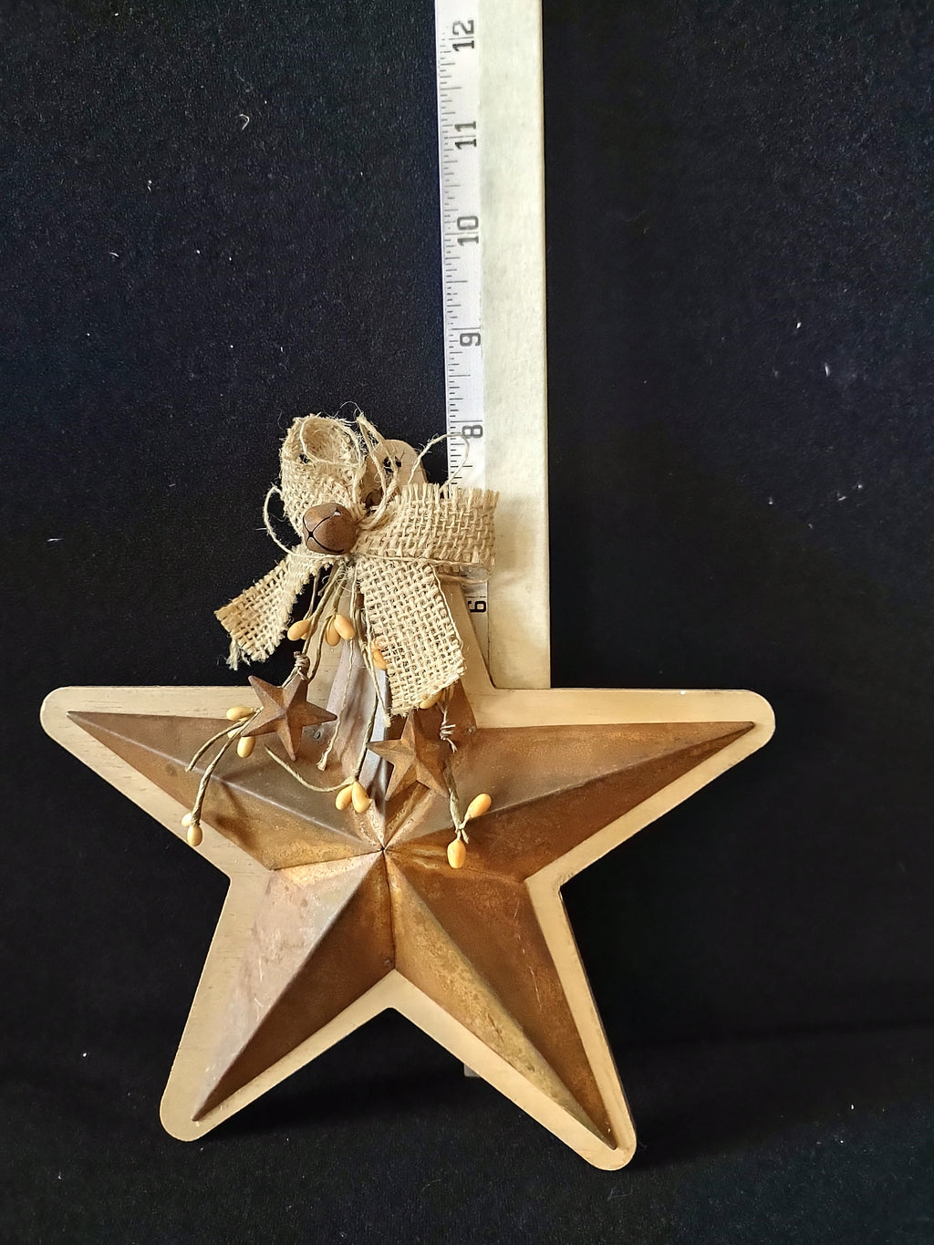 Rustic Christmas Wooden Stars 1 Decorated 8" 2 Small 1 Speckled (Lot 4641)