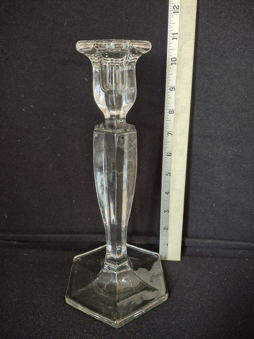 Vintage Clear Glass Candle Holder 10" (lot 2516c)