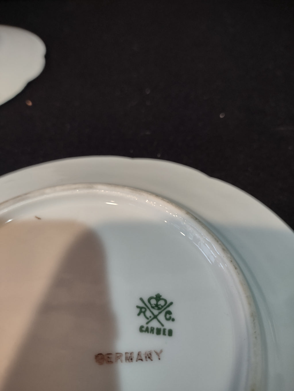 Vintage German Carmen Porcelain Plate Pink Roses Gilded Gold Rim X 3 (Lot 5350)