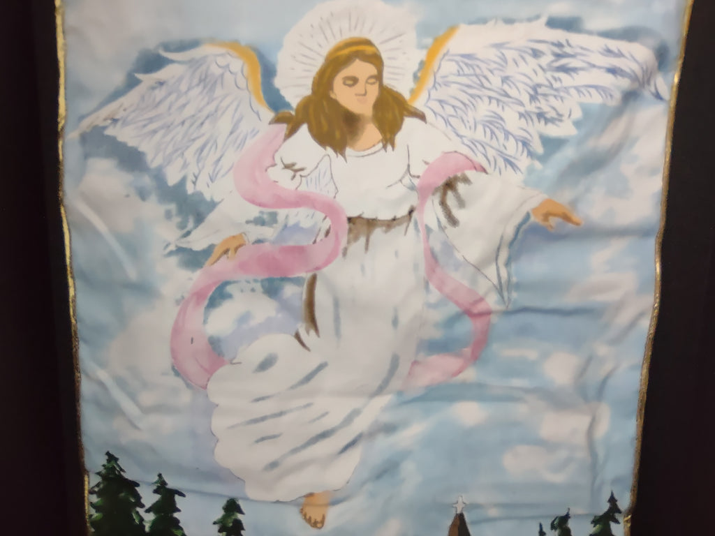 Christmas Holidays Fiber Optic Light Up Angel Blue Tapestry (lot 1253)