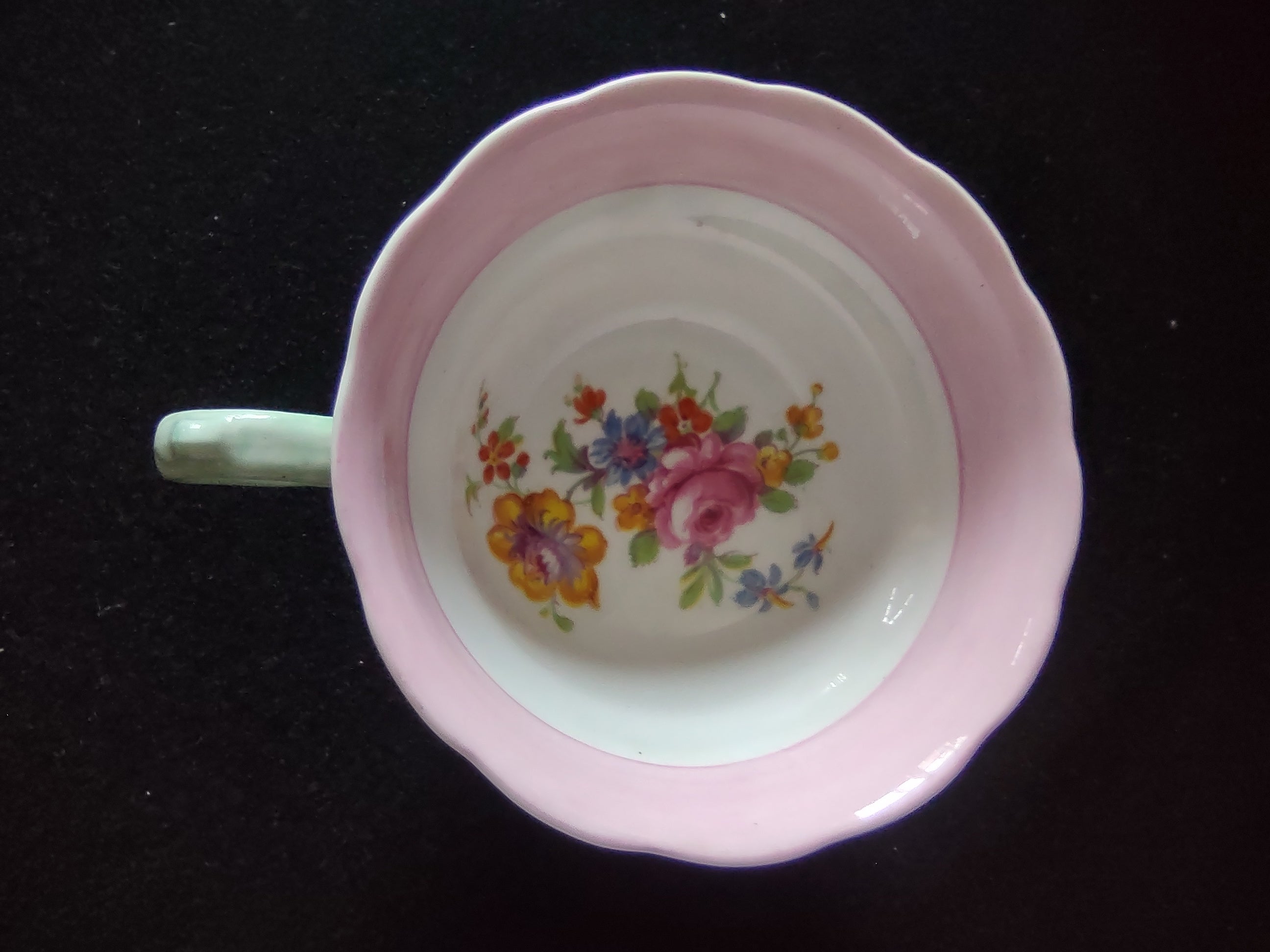 Vintage Copeland Grosvenor Teacup Saucer Pink English Countryside (Lot 5801)