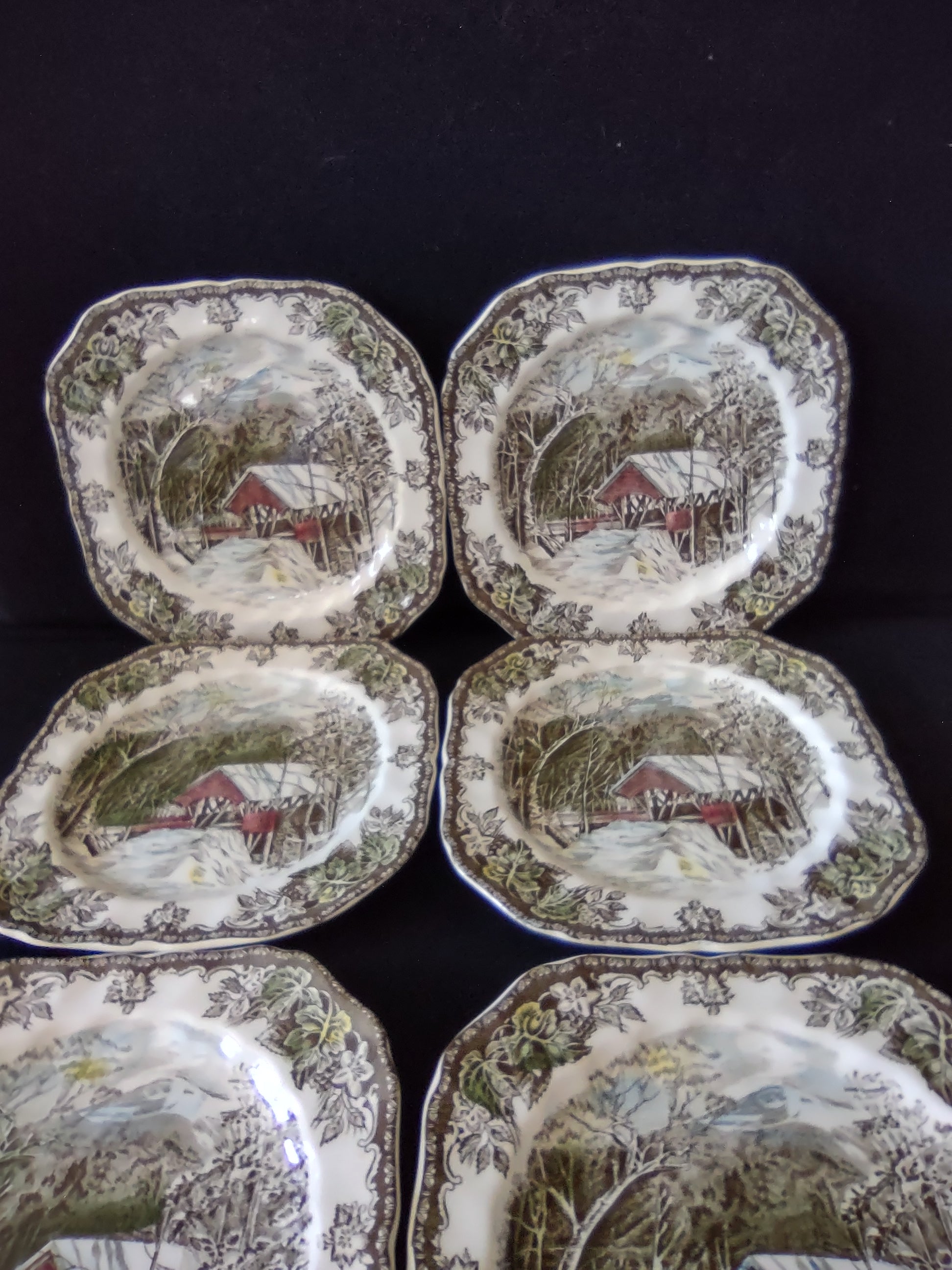 Vintage Johnson Bros Luncheon Plate Ironstone Friendly Village x 6 (Lot 5529)