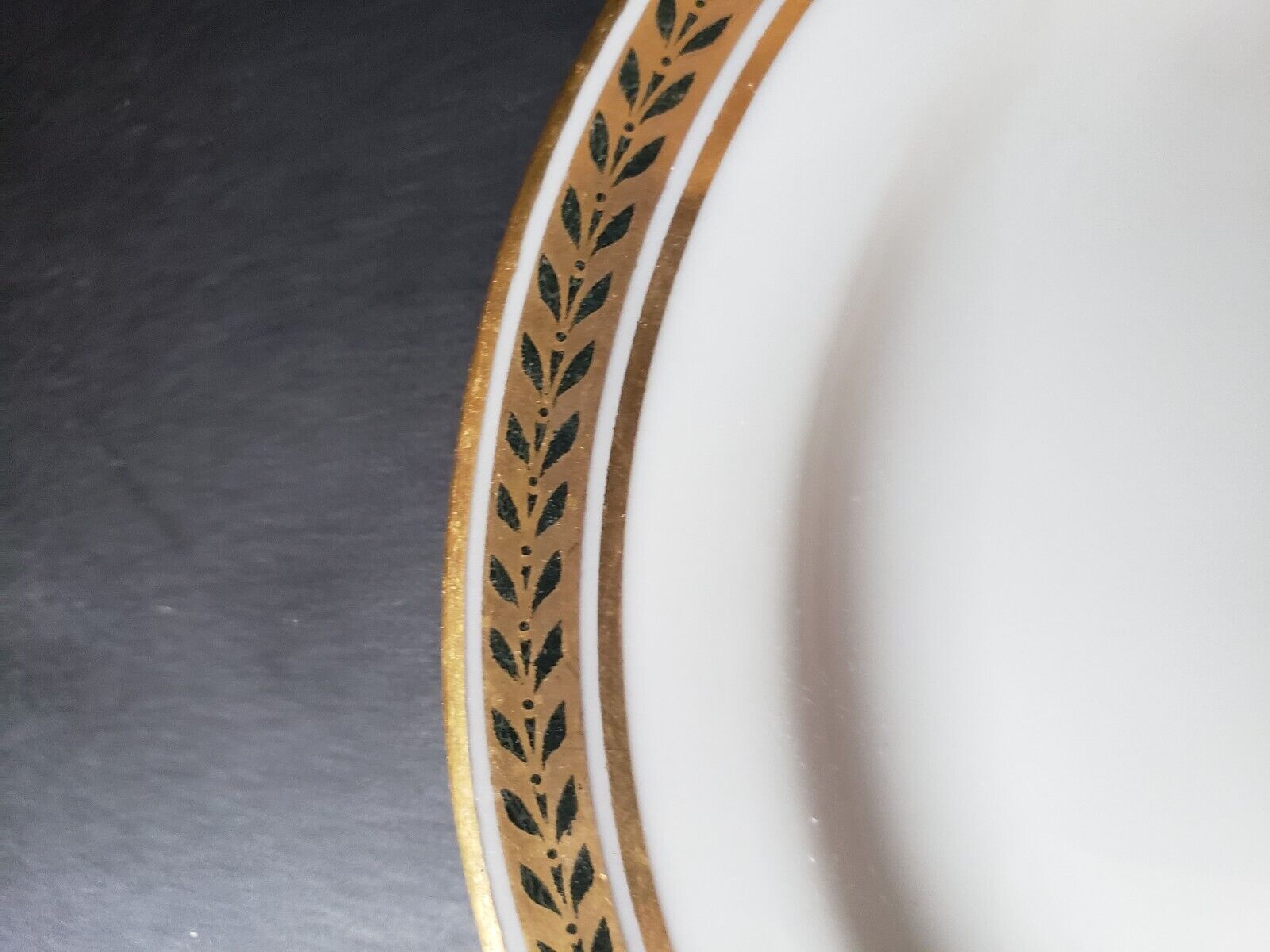 JP Limoges France Gold Trim Green Laurel 2 x Bread/Butter Plate (lot 601)
