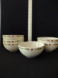 Vintage Thomson Pottery Birdhouse Soup Cereal Bowls X 6 (Lot 2925)