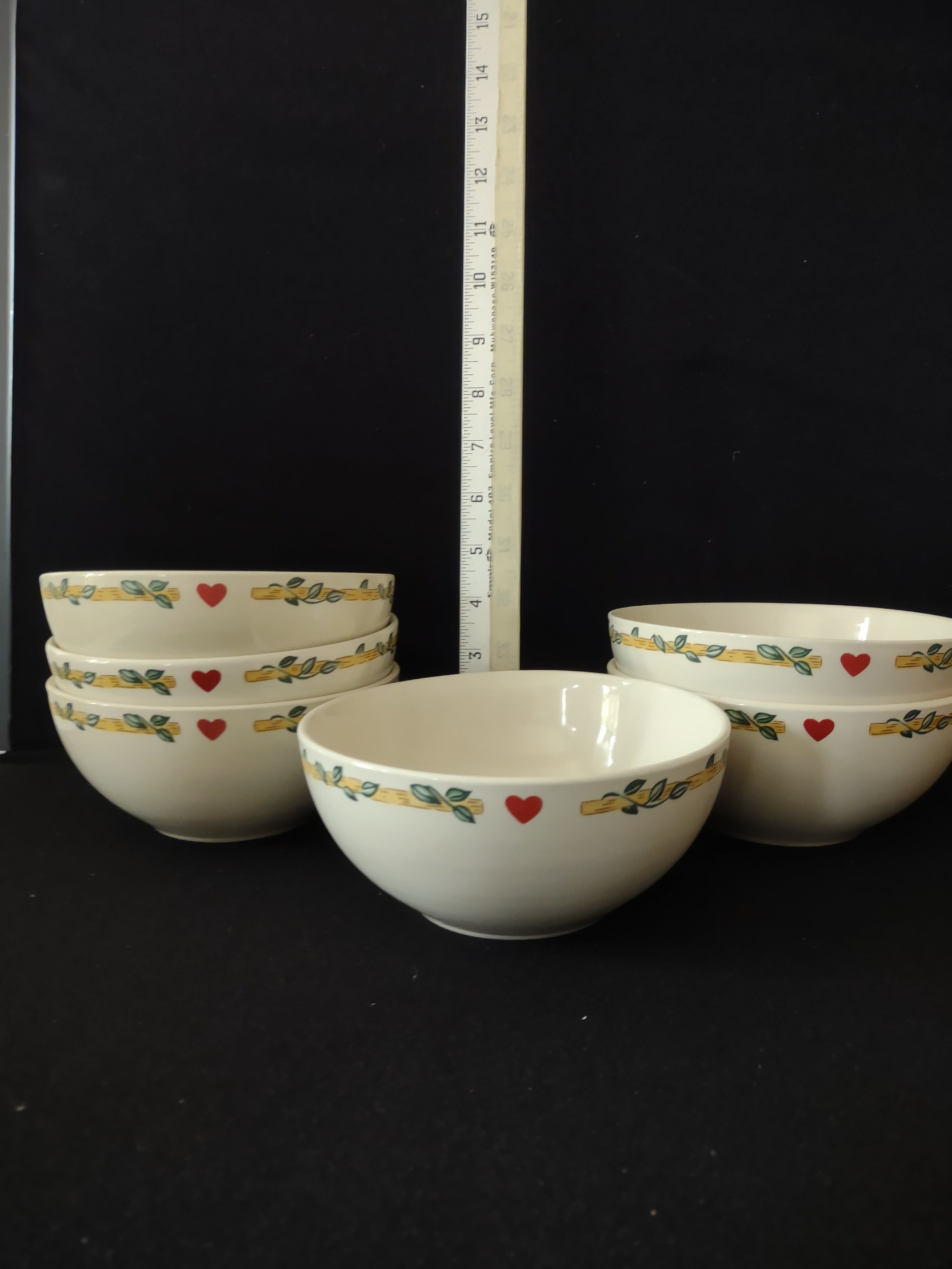 Vintage Thomson Pottery Birdhouse Soup Cereal Bowls X 6 (Lot 2925)