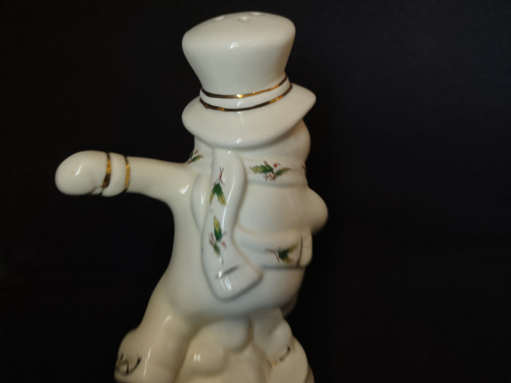 Christmas Holly Holiday Salt Pepper Shaker Snowman (lot 1671)