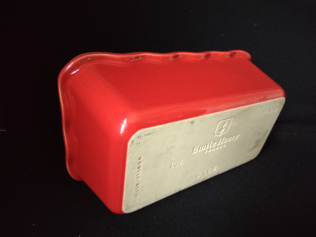 Emile Henry Vtg Loaf Pan Scalloped Edge Baking Dish France 6164 Red (lot 2773c)
