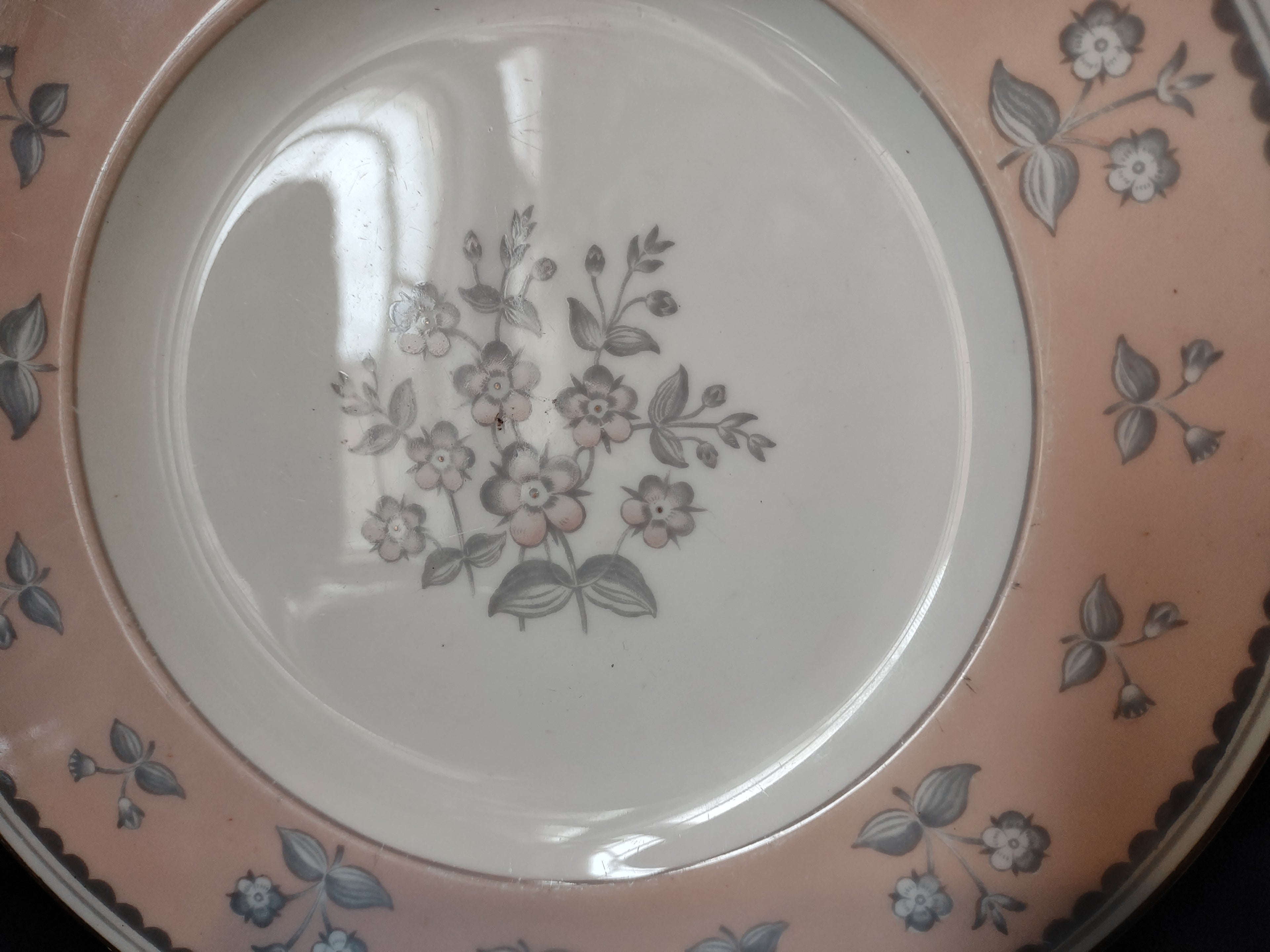 Wedgwood Pimpernel Pink Salad/Dessert Plate 8" Green Stamp (lot 2762)
