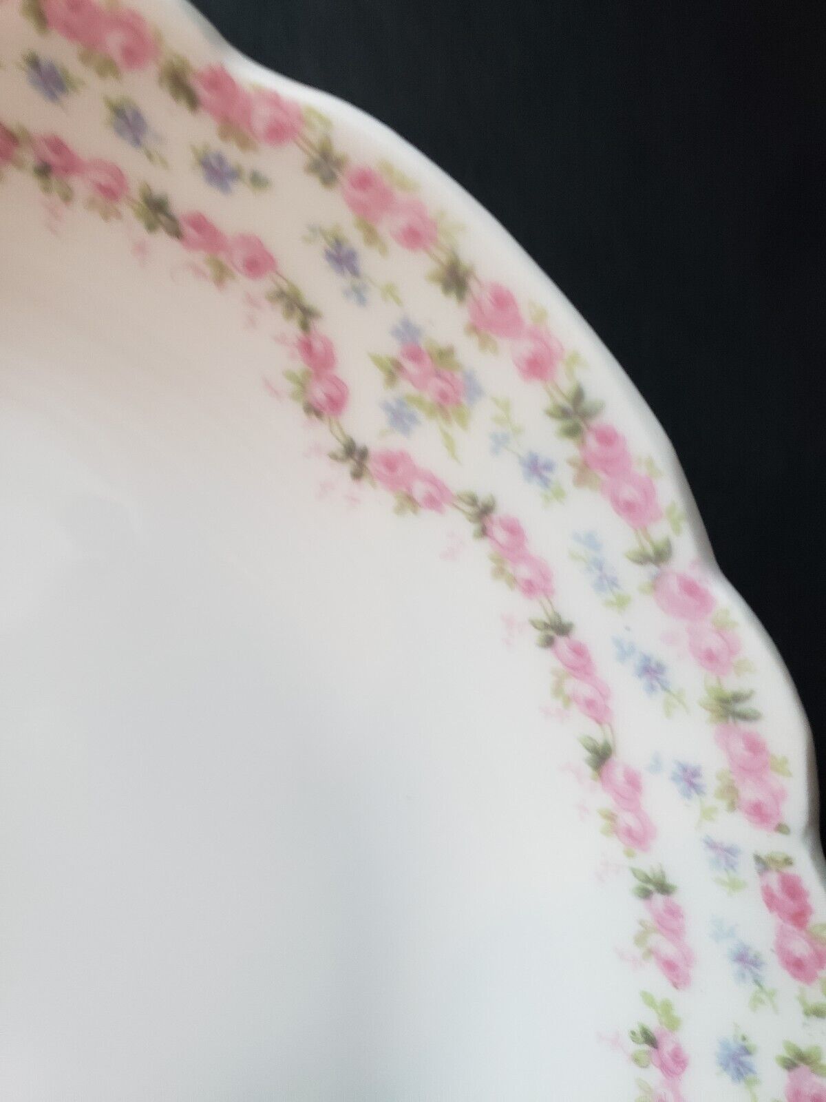 JP France Cream Soup Salad Bowl 7" Double Rose Garland Blue Pink Flower (lot 645