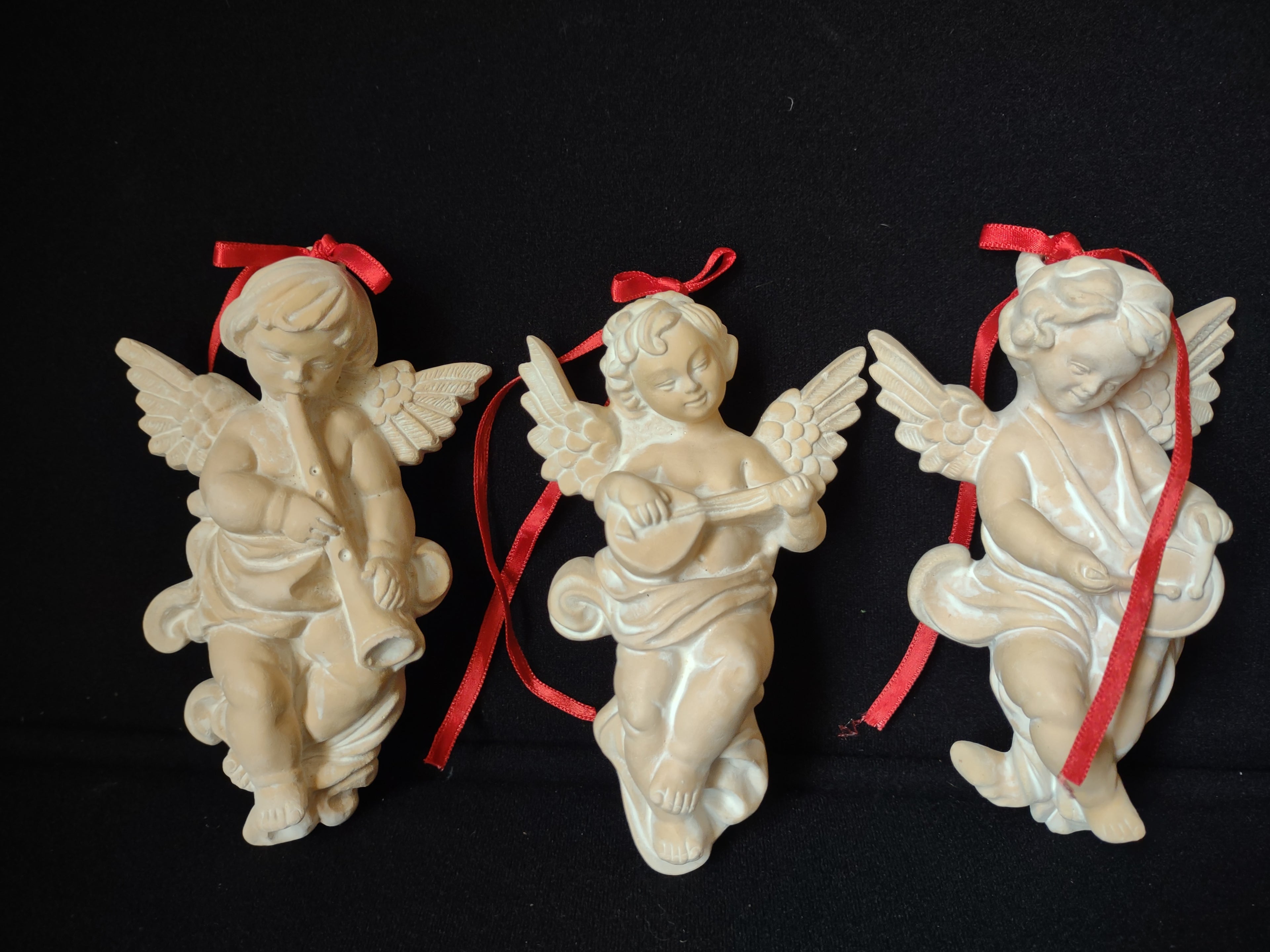 Set of 3 Terracotta Angel Cherub Christmas Tree Ornament (lot 1647)