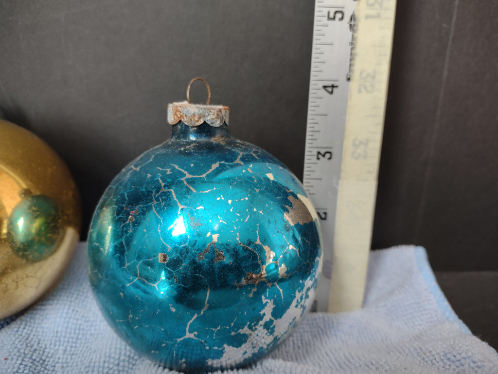 Vintage Christmas Ornament Bulb x 3 Shiny Brite 3" IMERFECT (lot 3448)