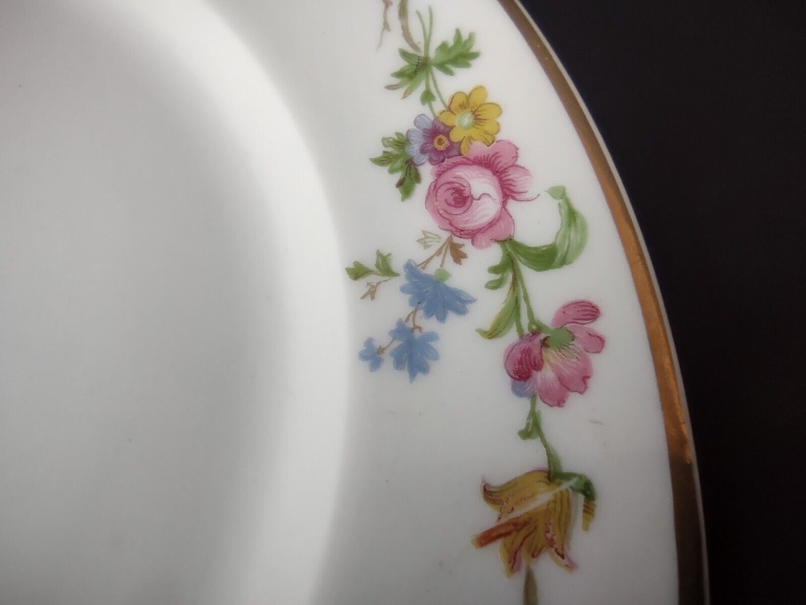 Vintage GDA Limoges Gold Trim Dessert Plate Summer Flower Garland (lot 690)