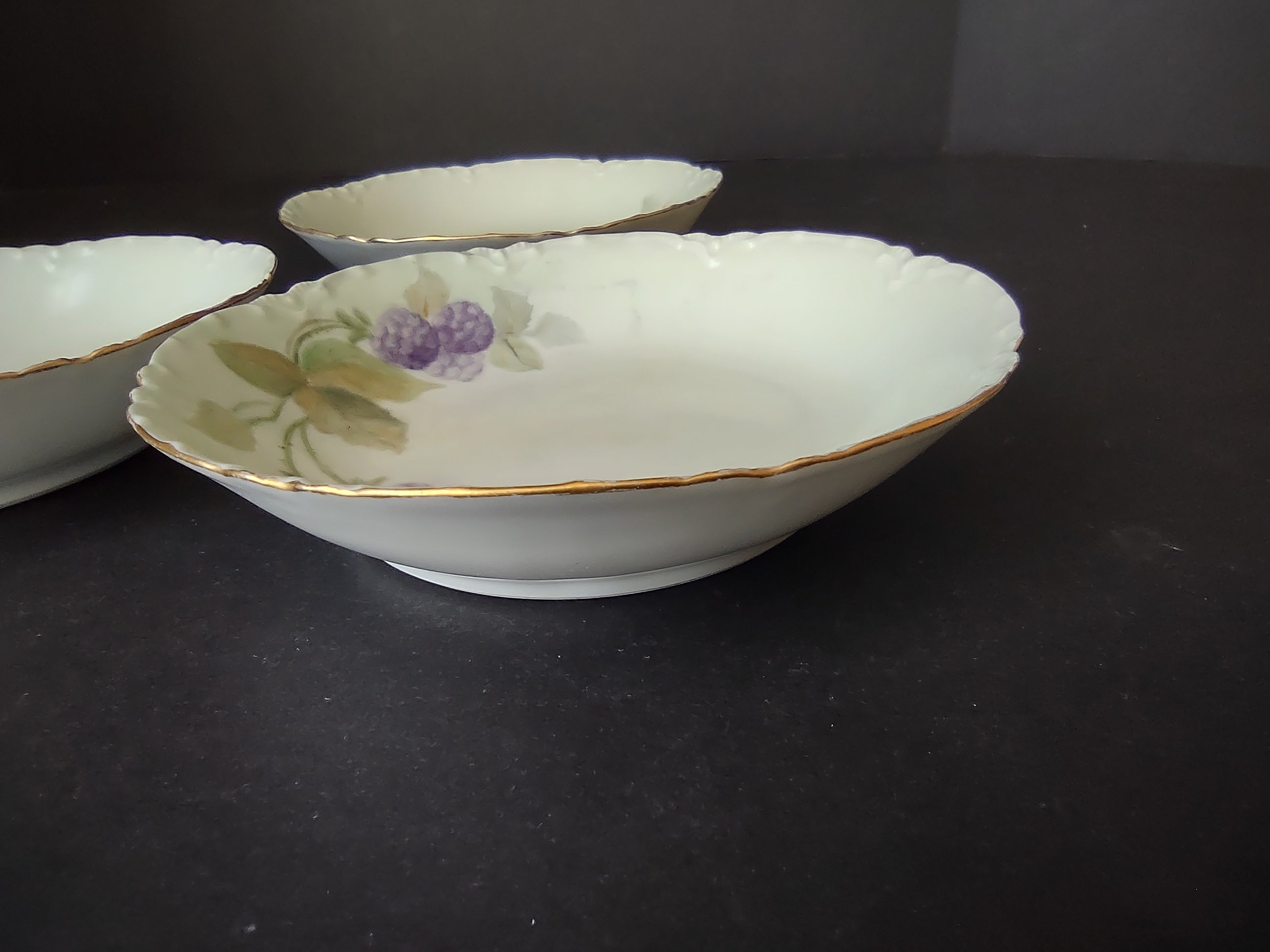Haviland Limoges French Cottage Shabby Chic 3 x Blue Berry Bowl 5" (lot 1098)