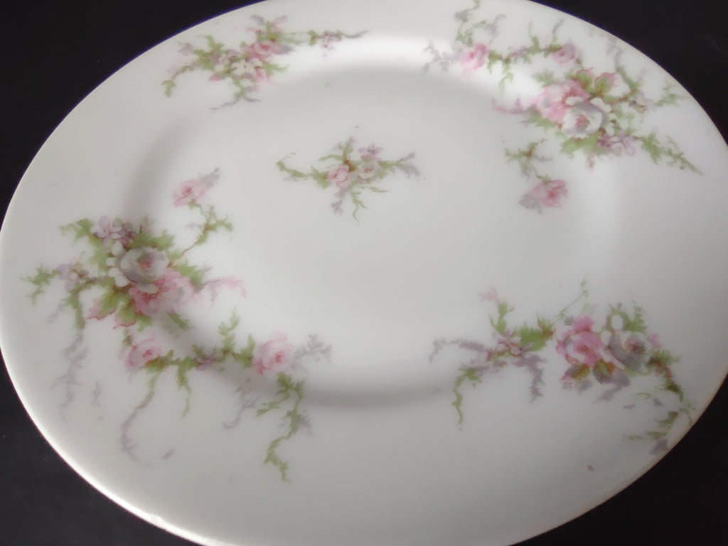 Haviland Limoges Bread/Butter Plate Pink White Cabbage Rose Moss (lot 905)